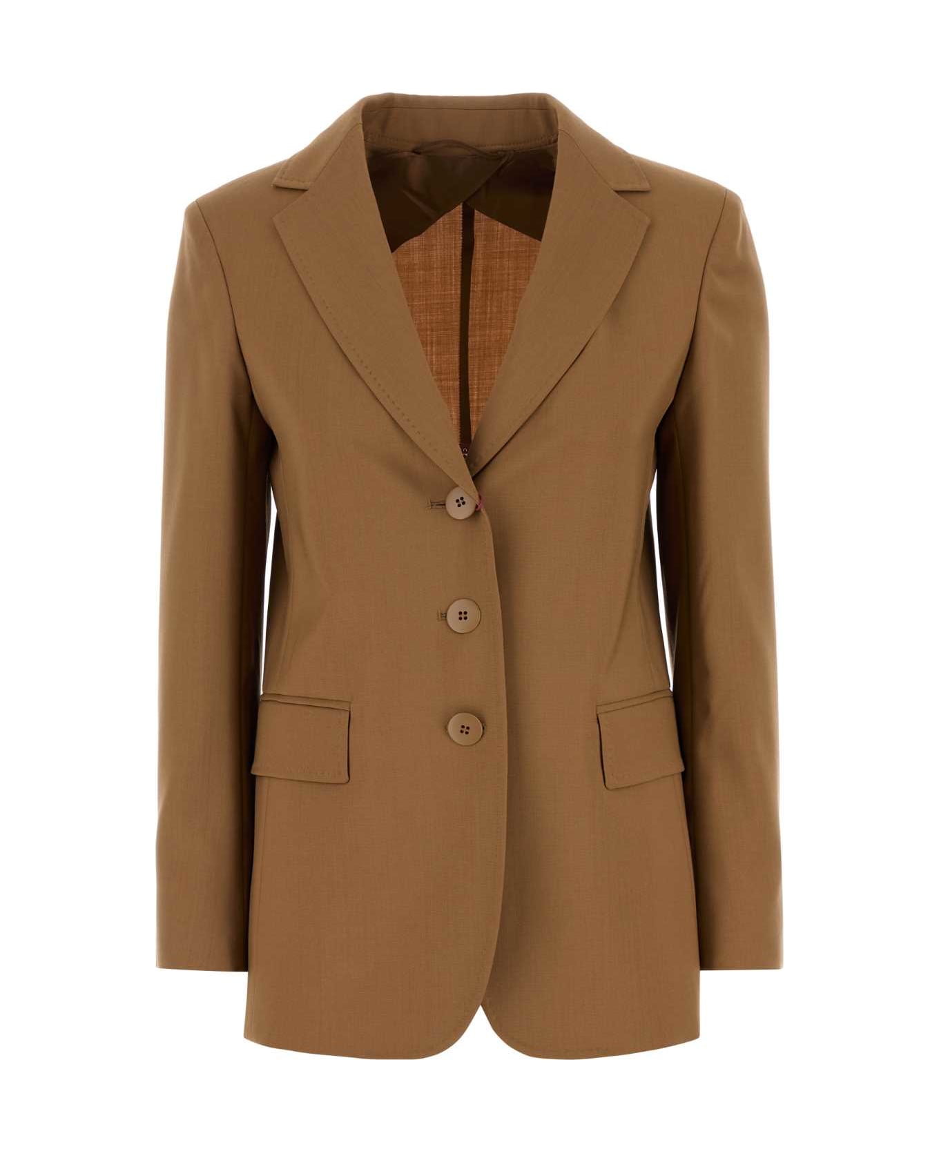 Max Mara Studio Camel Wool Blend Nice Blazer - NOCCIOLA