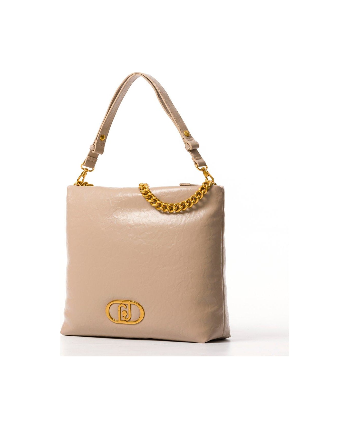 Liu-Jo Lapuffy Chain-linked Shoulder Bag - Beige