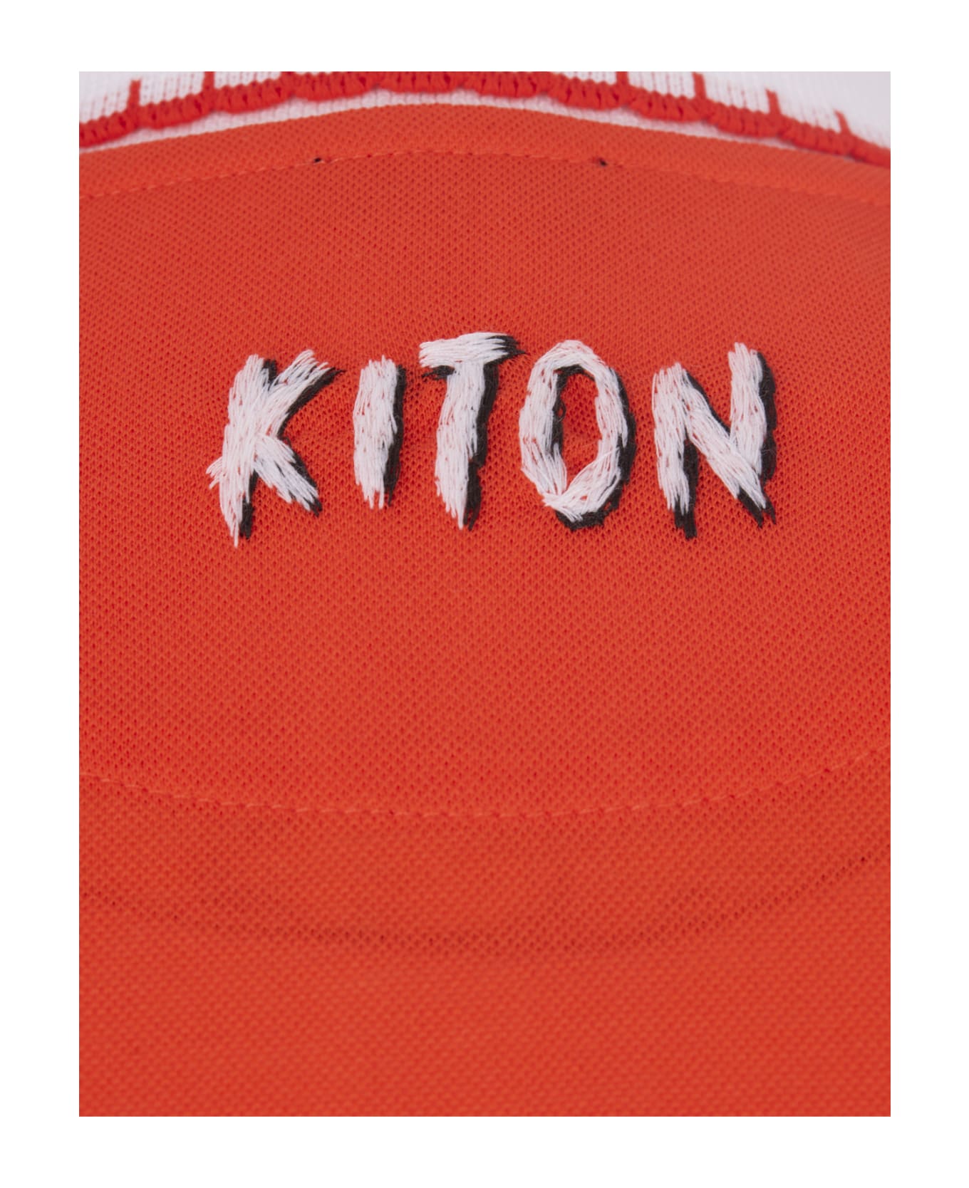 Kiton Orange Piqué Polo Shirt With Zip - Orange