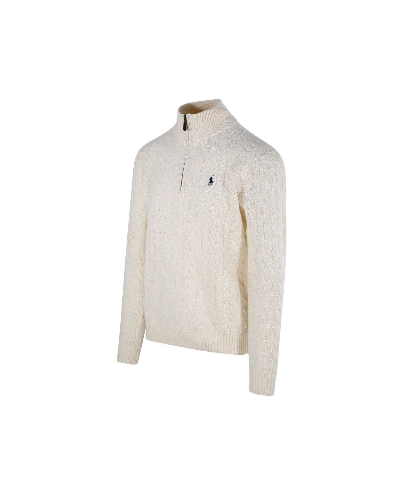 Ralph Lauren Pony Embroidered Cable-knit Jumper - ANDOVER CREAM