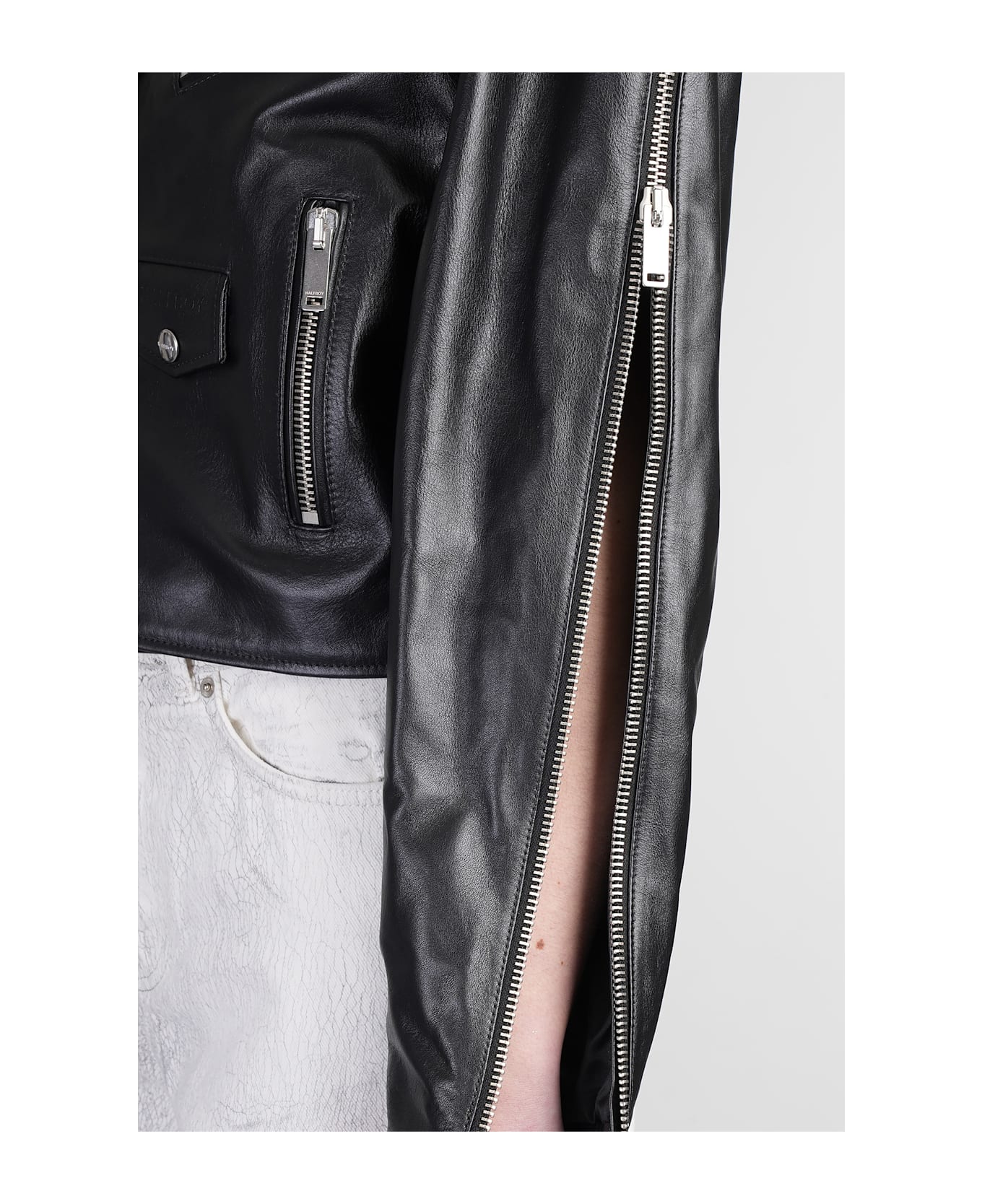 HALFBOY Biker Jacket In Black Leather - black