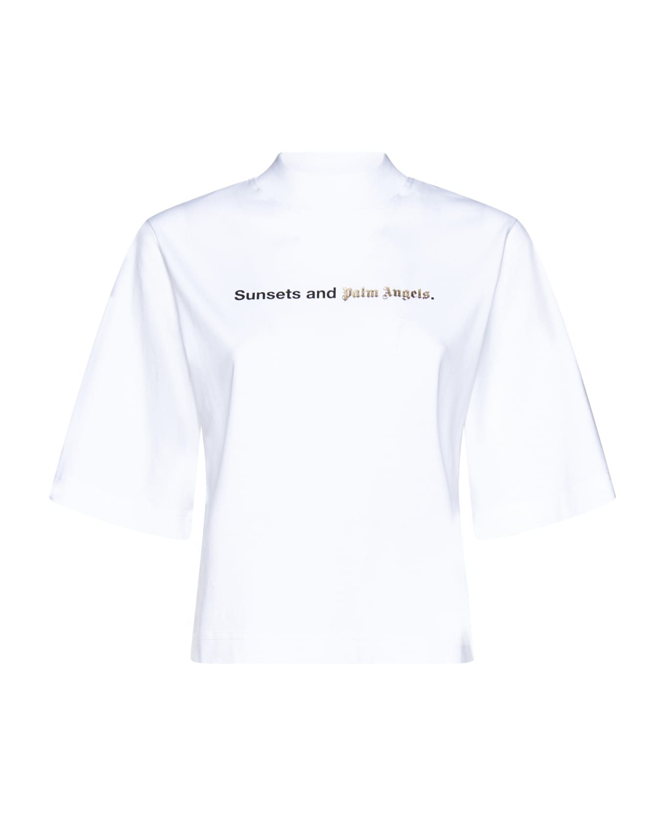 Palm Angels White Stretch-cotton T-shirt - White BLACK