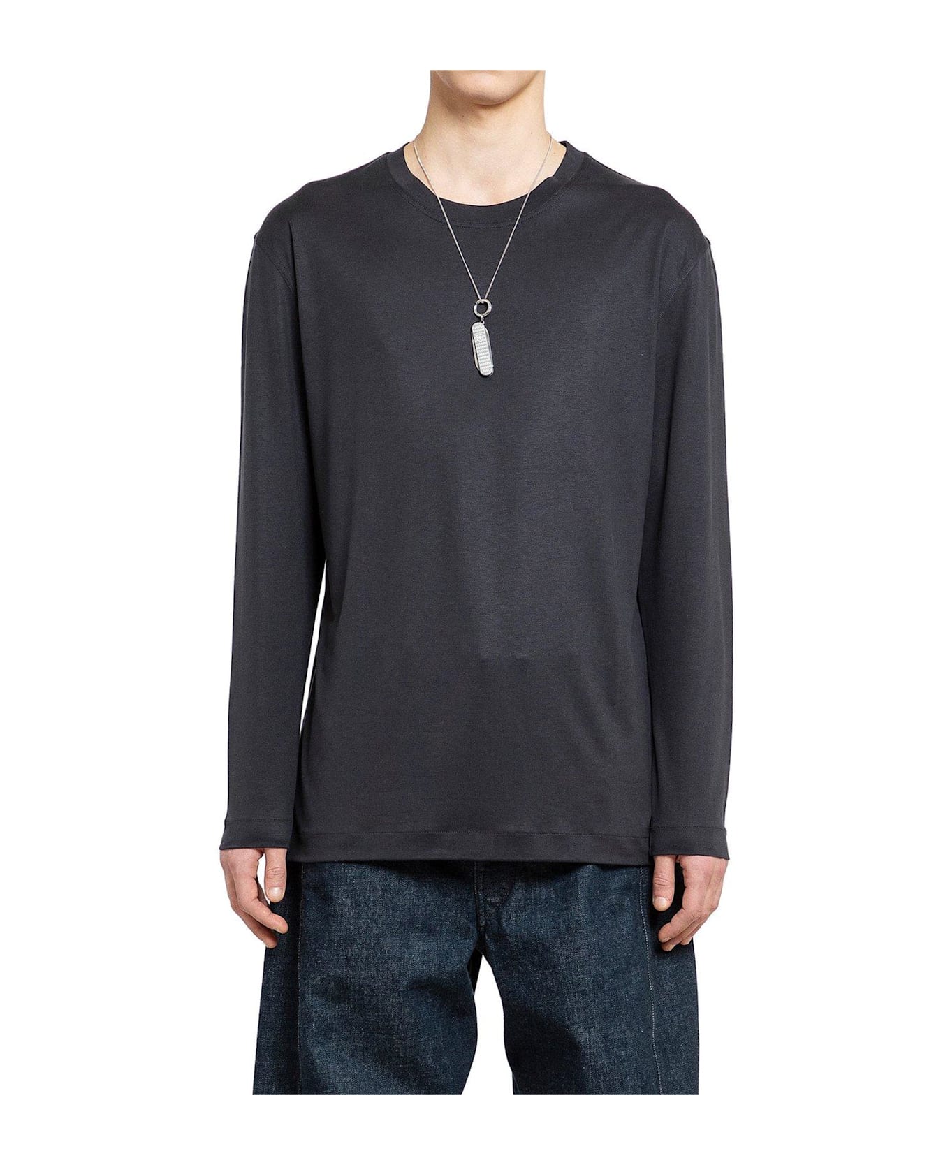 Lemaire Long-sleeved Straight Hem T-shirt - BLACK