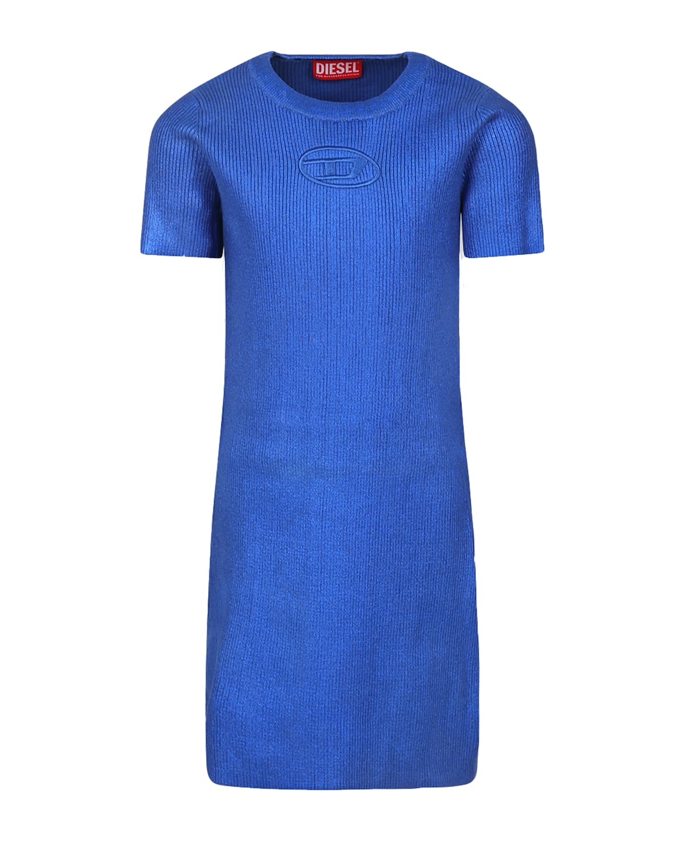 Diesel Blue Dress For Girl With Logo - Blue