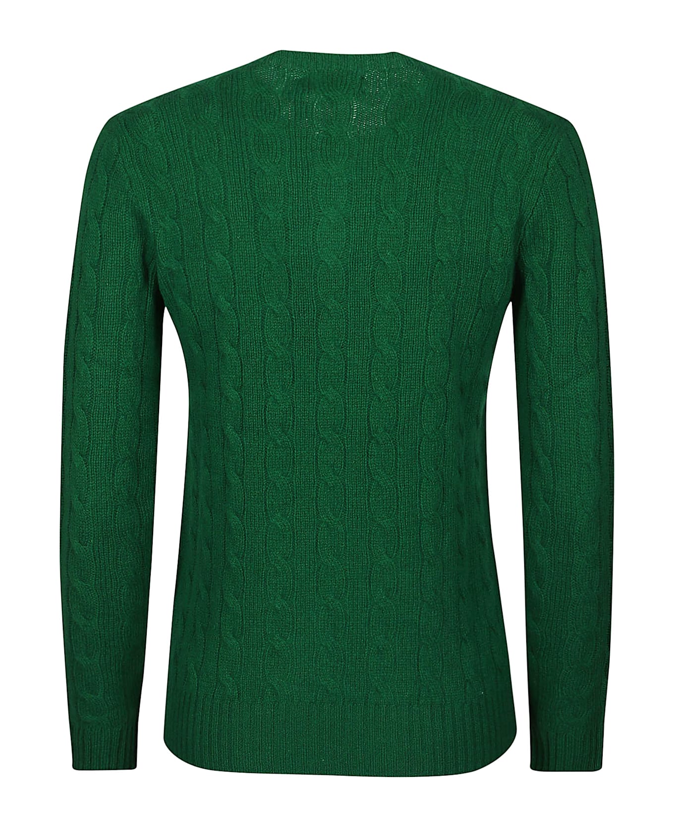 Polo Ralph Lauren Green Wool And Cashmere Braided Sweater - Green