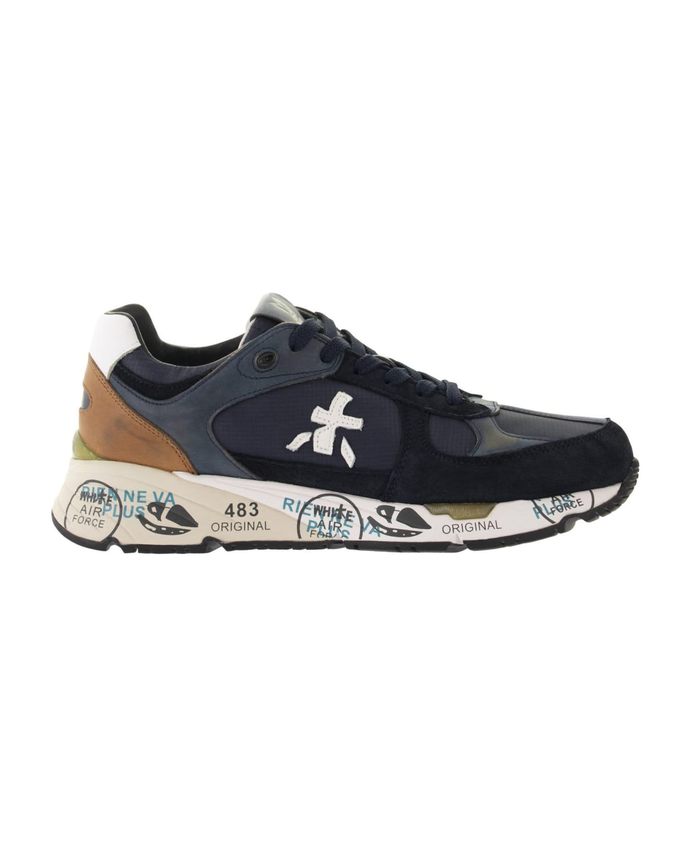 Premiata Mase Patched Low-top Sneakers - Blue