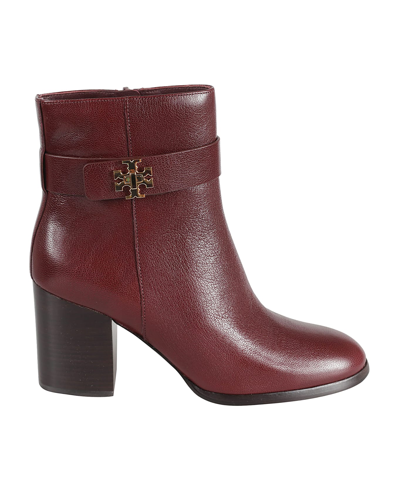 Tory Burch T-lock Heeled Ankle Boots - Dark Carmine