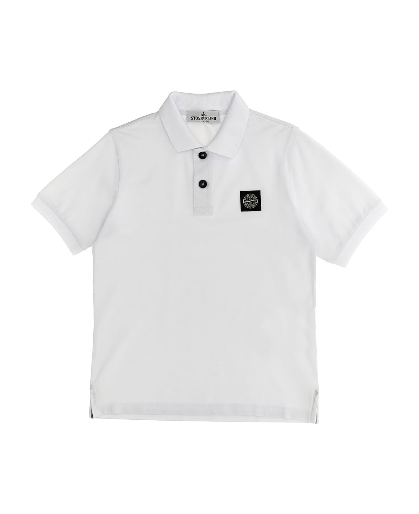 Stone Island Junior Logo Patch Polo Shirt - White