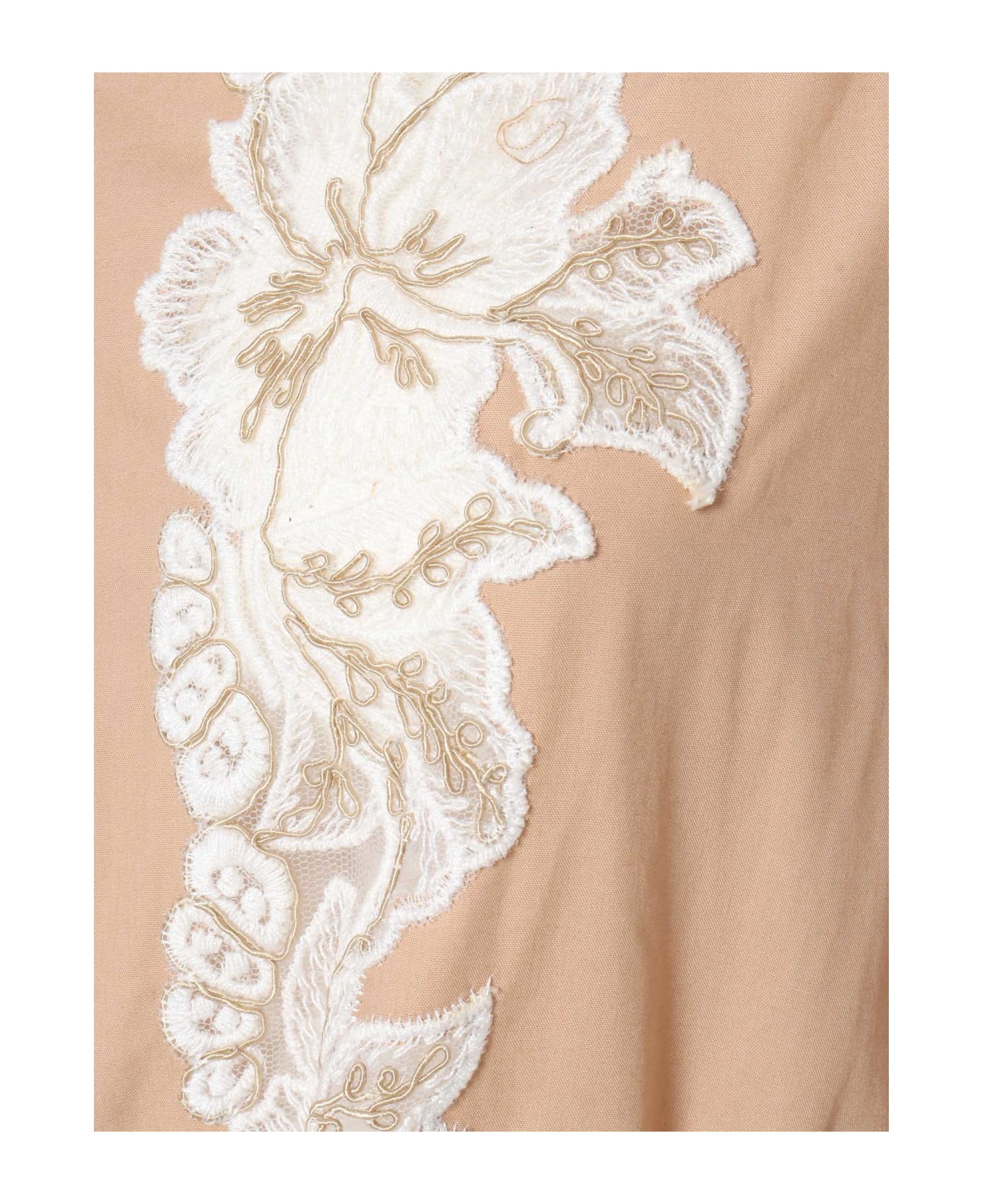 Ermanno Ermanno Scervino Beige Dress With Lace - BROWN