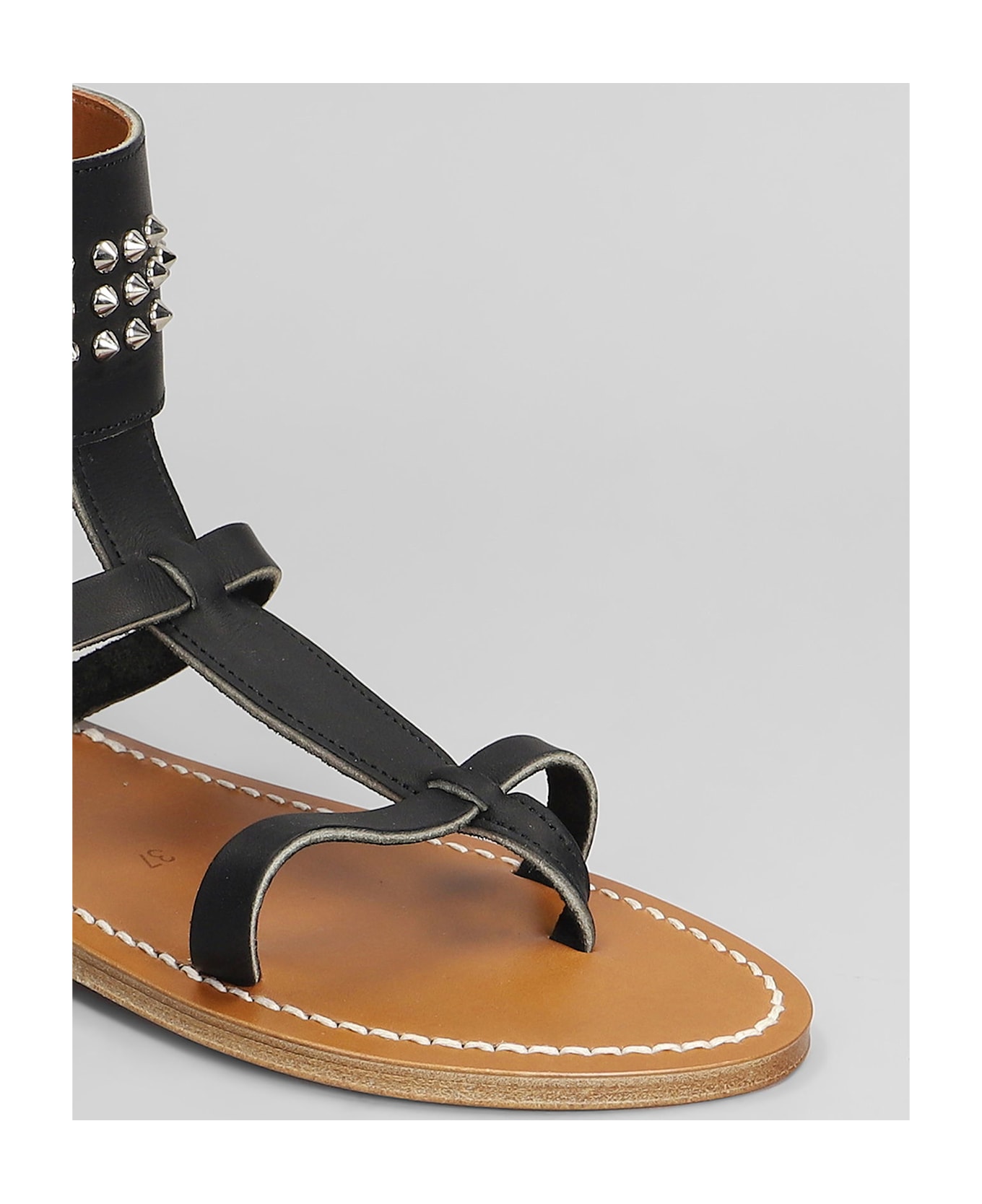 K.Jacques Clipper F Flats In Black Leather - black