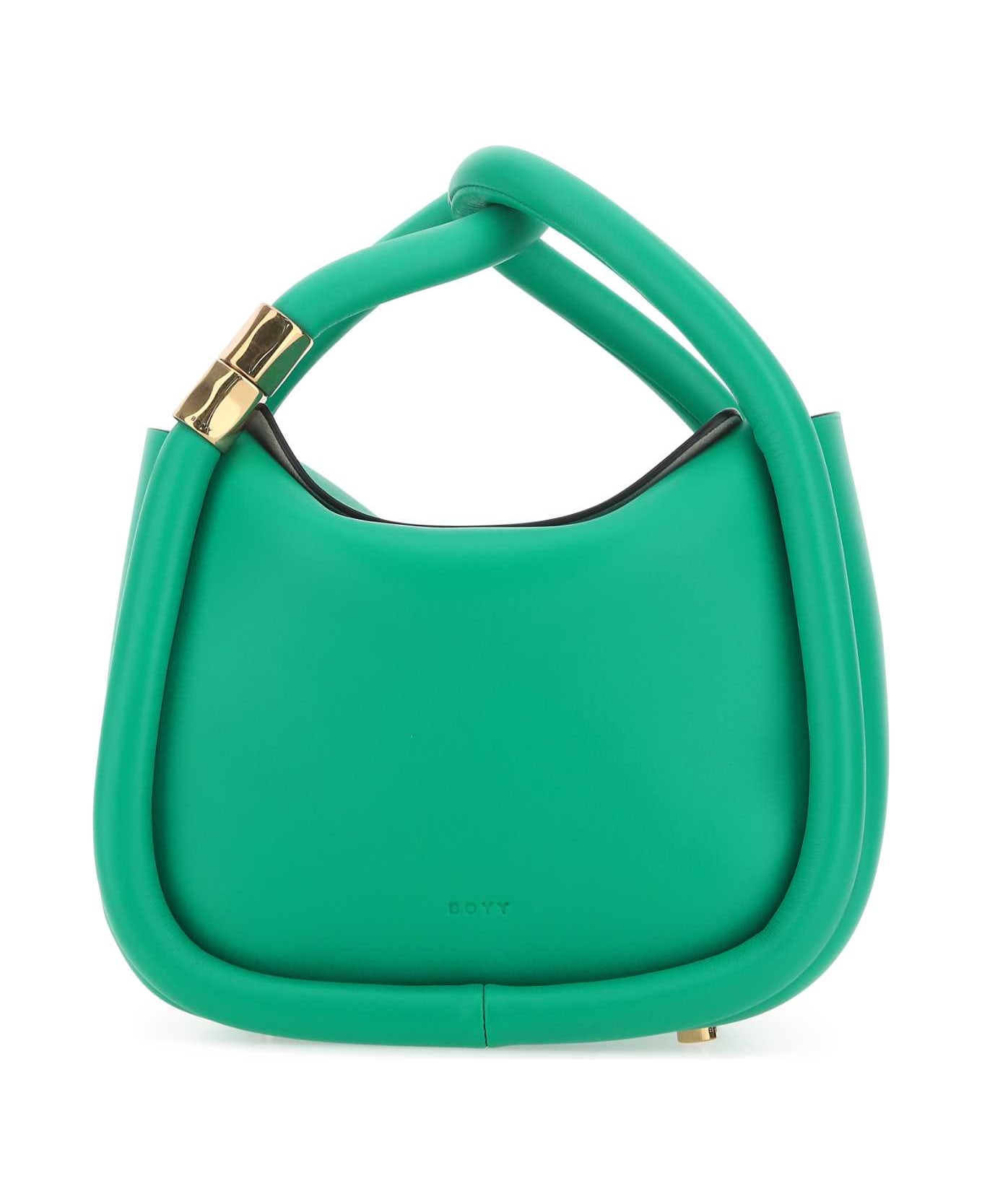 BOYY Green Leather Wonton 20 Handbag - EMERALD