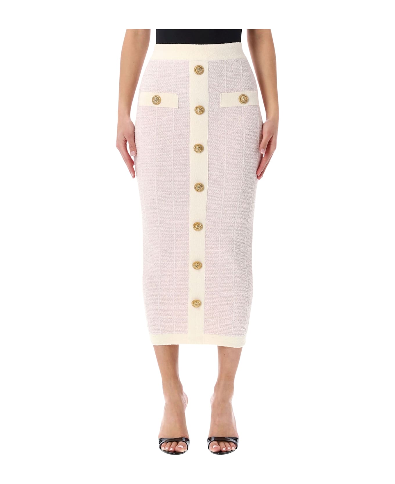 Balmain Buttoned Midi Skirt - PINK