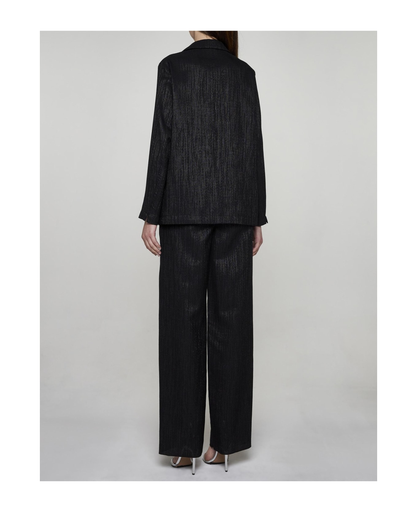 Lardini Lame' Wool Suit - BLACK