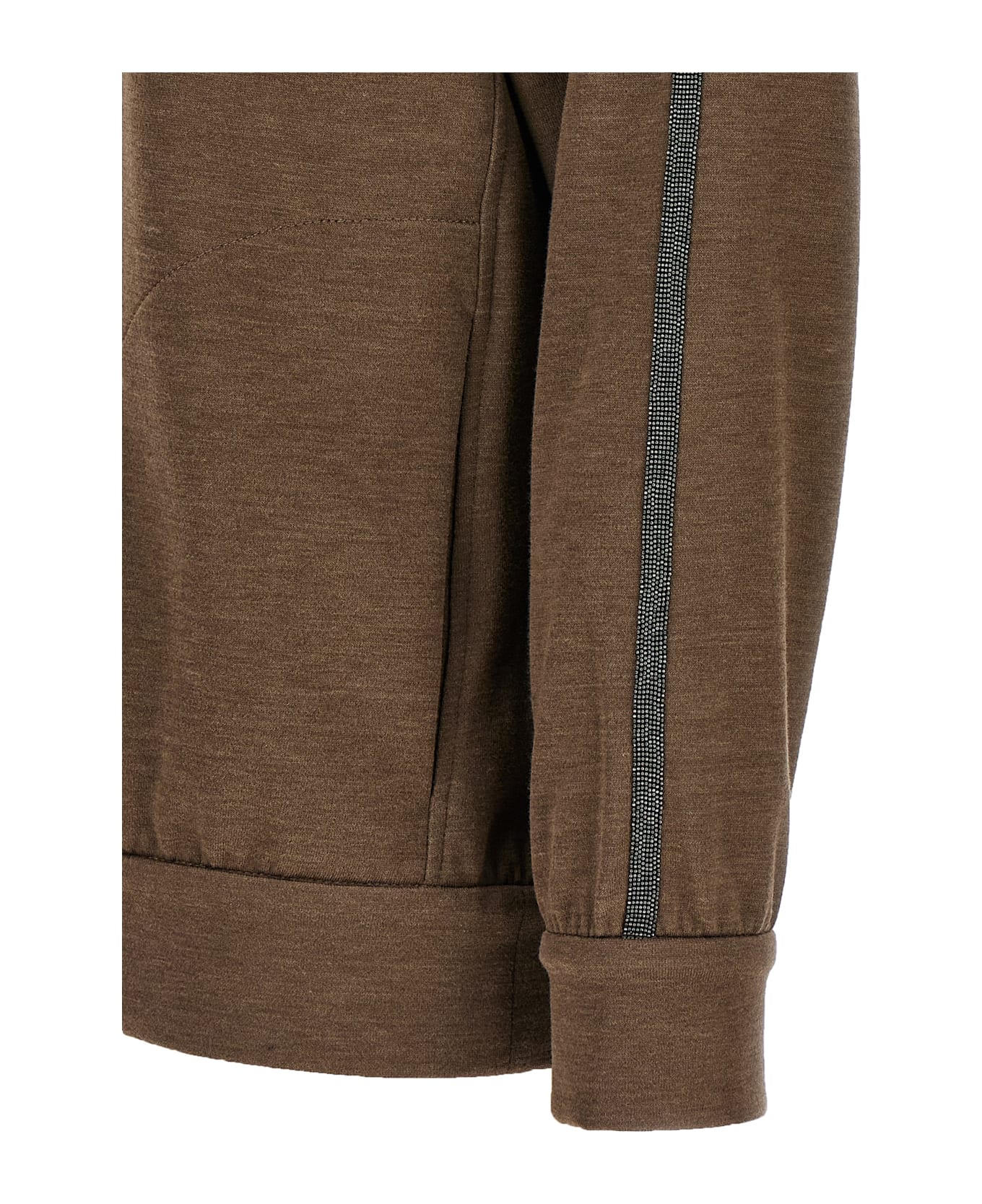 Brunello Cucinelli 
shiny Trims
 Hoodie - Brown