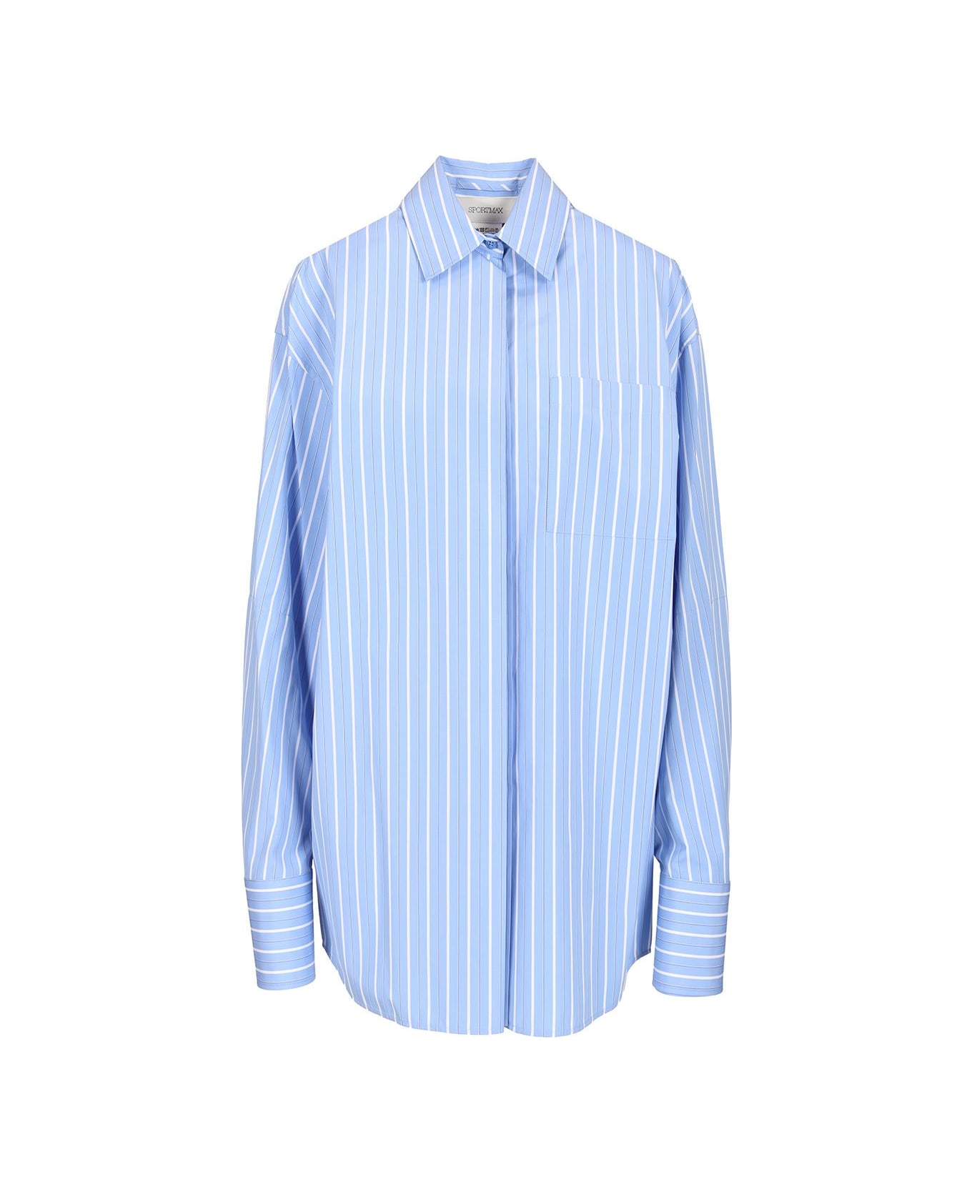 SportMax Striped Cotton Poplin Shirt - BABY BLUE