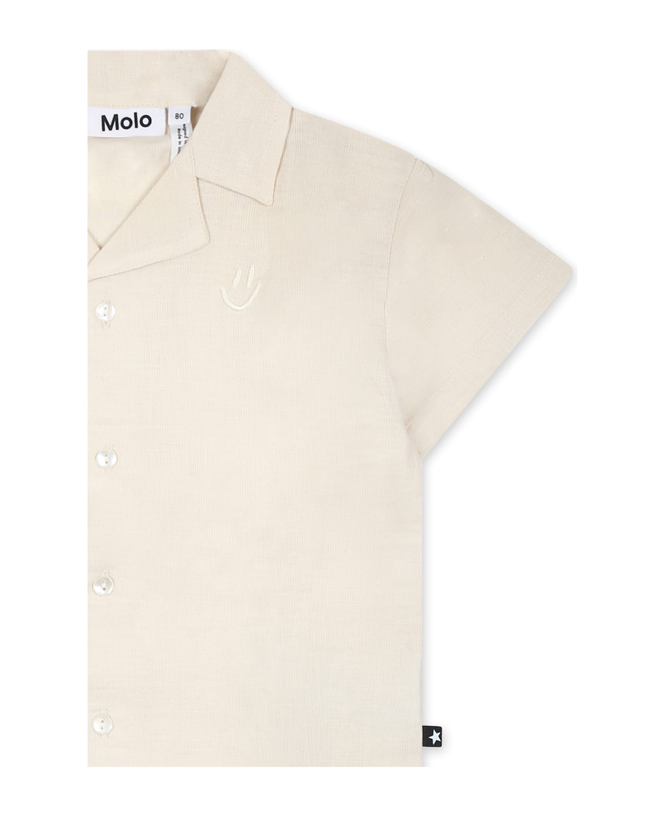 Molo Ivory Shirt For Babykids With Smiley - Ivory