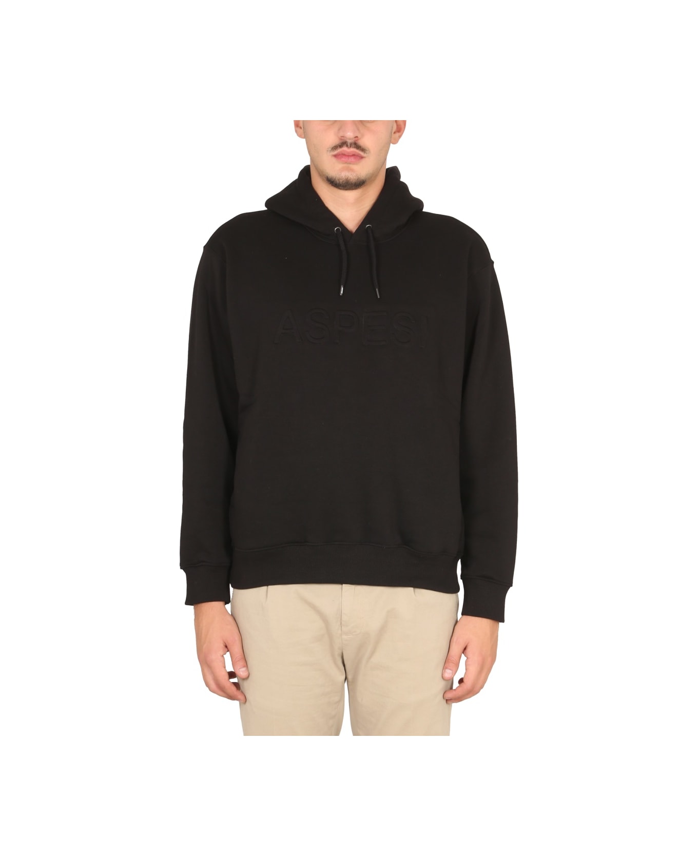 Aspesi Sweatshirt With Logo And Hood - BLACK フリース