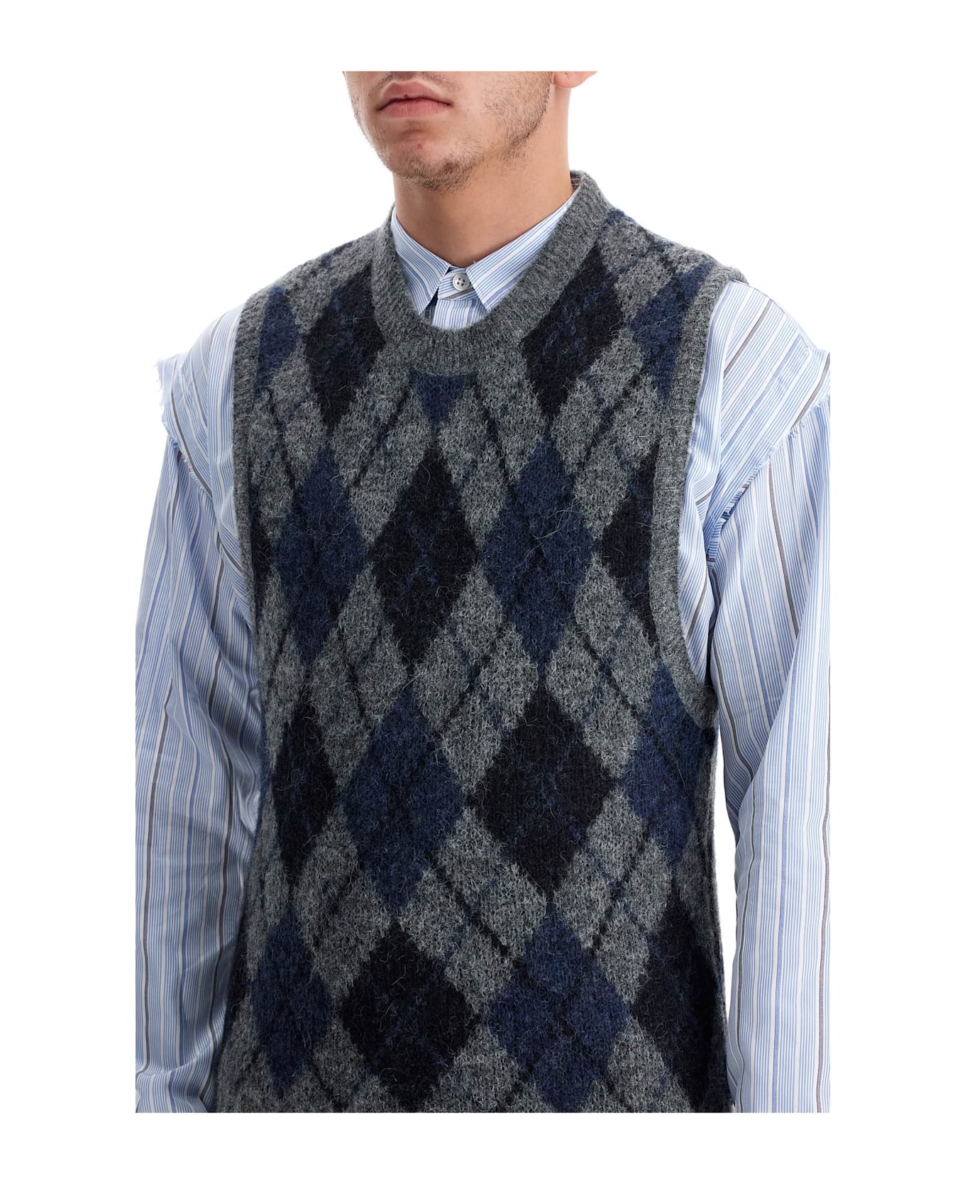 Our Legacy Soft Duke Argyle Formal Knit Vest - SOFT DUKE ARGYLE (Grey)