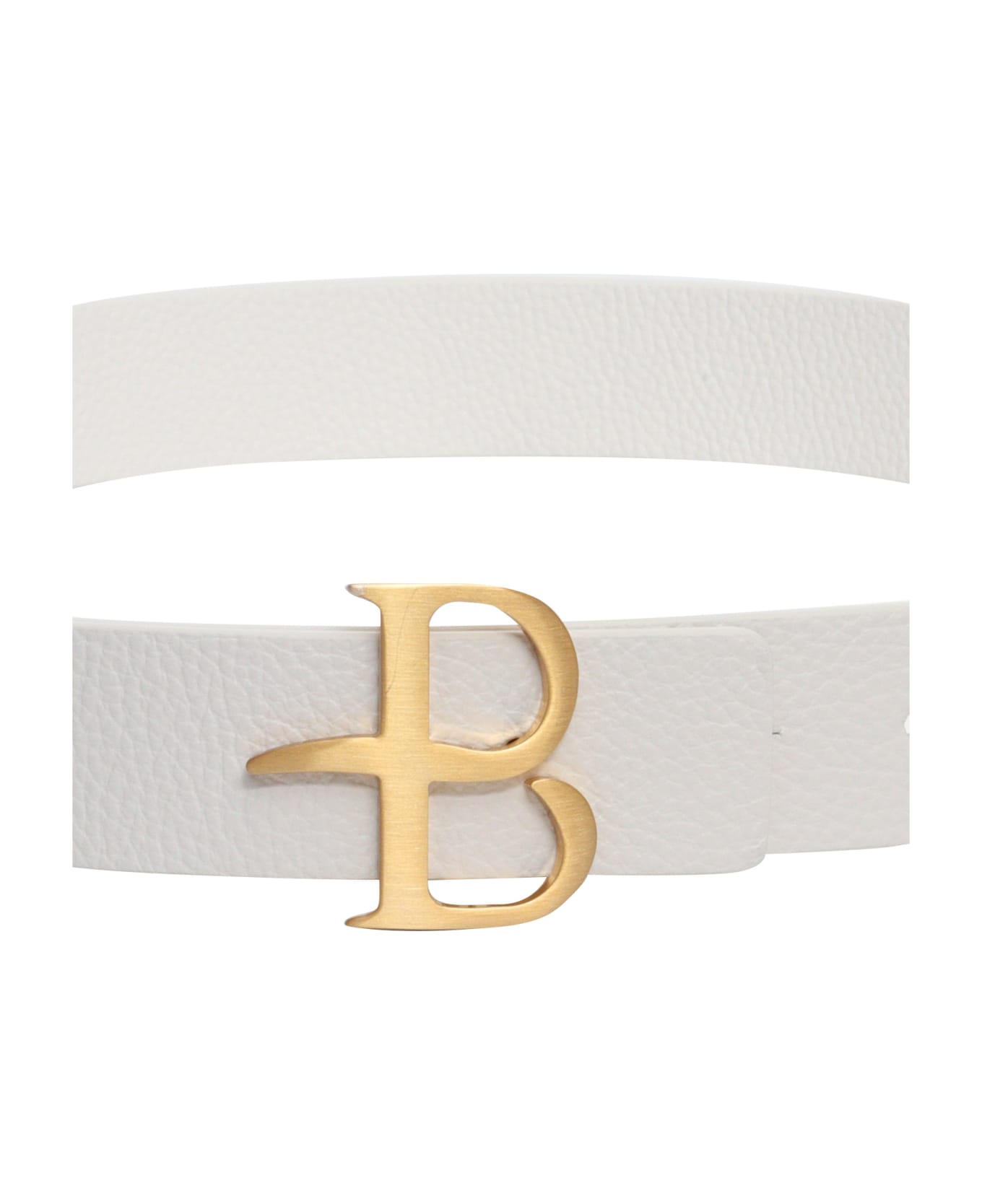 Ballantyne White Belt With Gold Logo - WHITE ベルト