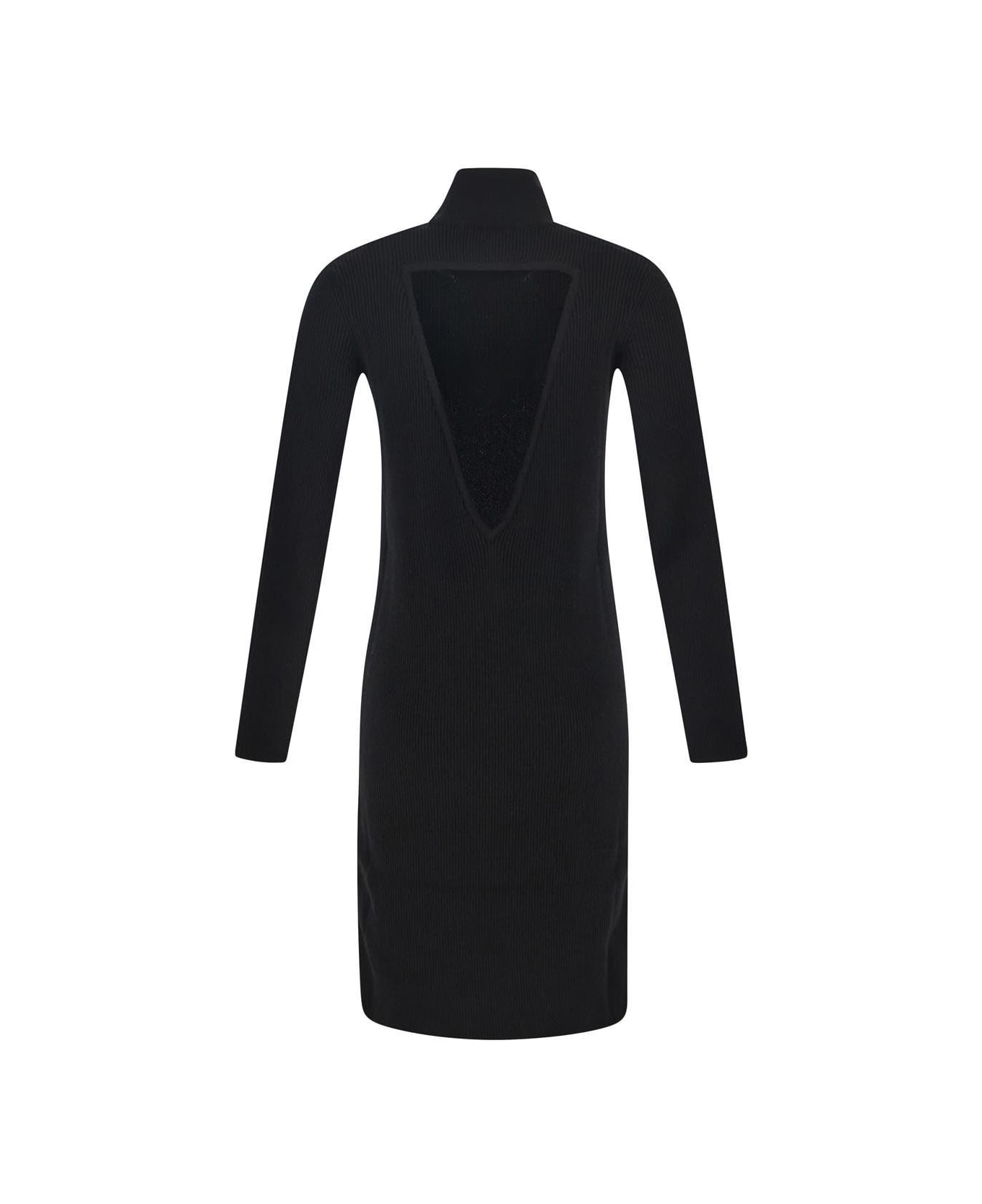 Bottega Veneta Stretch Wool Ribbed Dress - BLACK