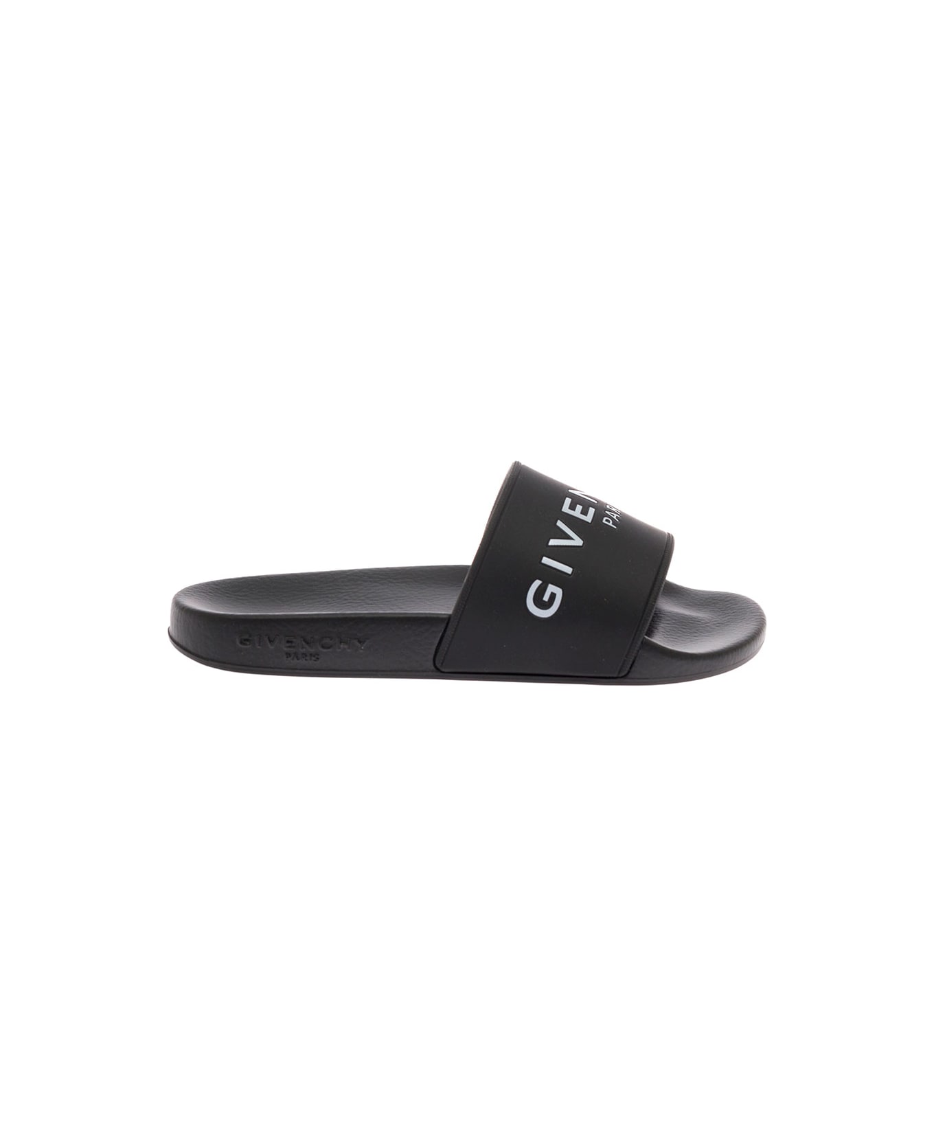 Givenchy Gvenchy Kids Boy's Black Slide Rubber Sandals With Logo - Black