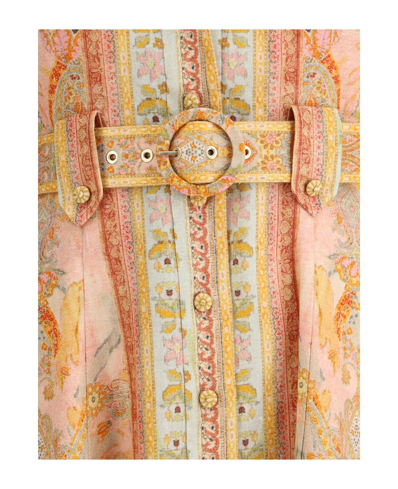 Zimmermann Acacia Midi Dress - ORANGE/PINK