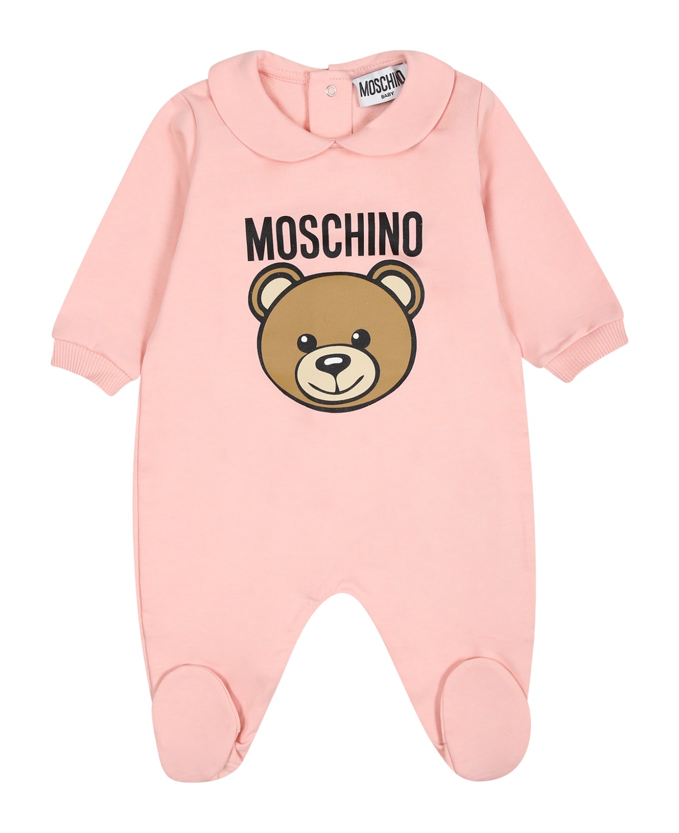 Moschino Pink Babygrow For Baby Girl With Teddy Bear - Pink