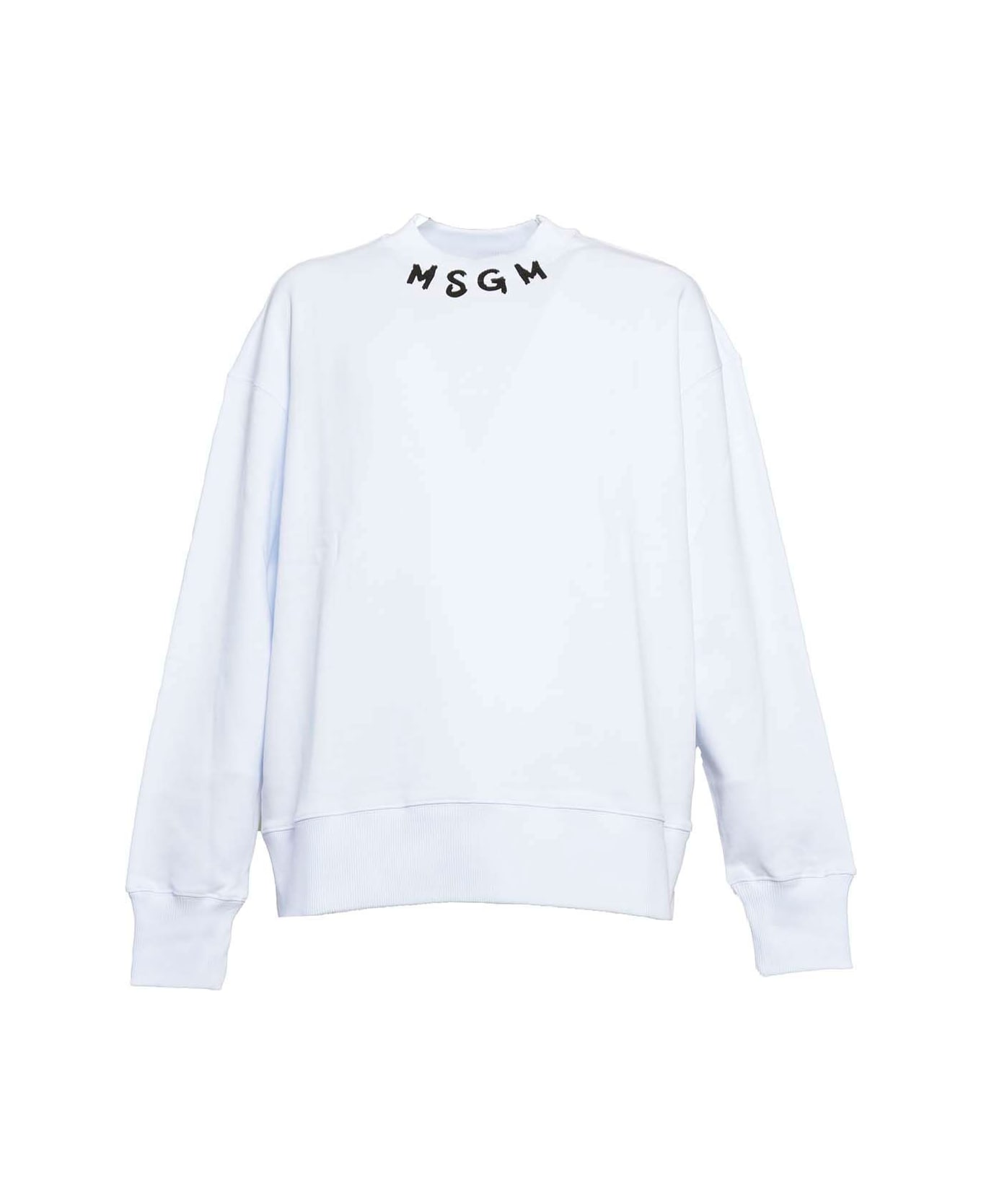 MSGM Logo Printed Crewneck Sweatshirt - Bianco