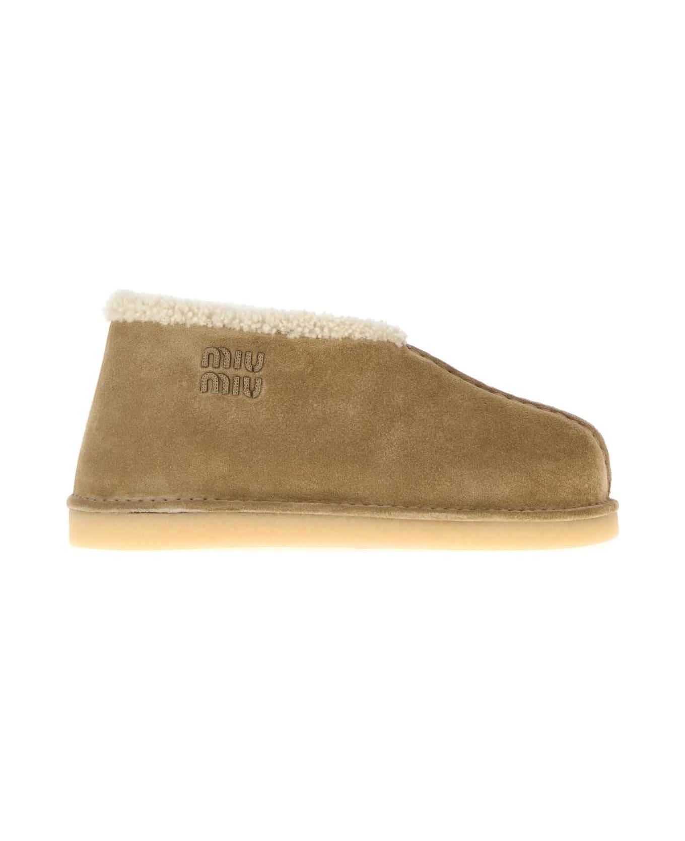 Miu Miu Beige Suede Ankle Boots - DESERTO