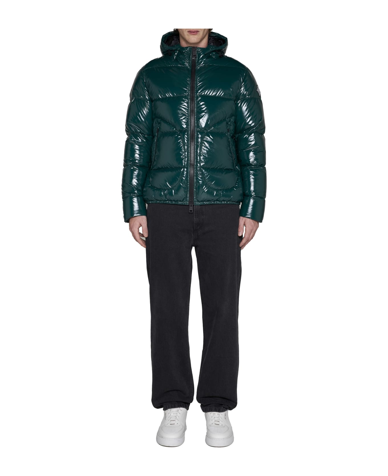 Herno Gloss Bomber Jacket With Hood - Verde College