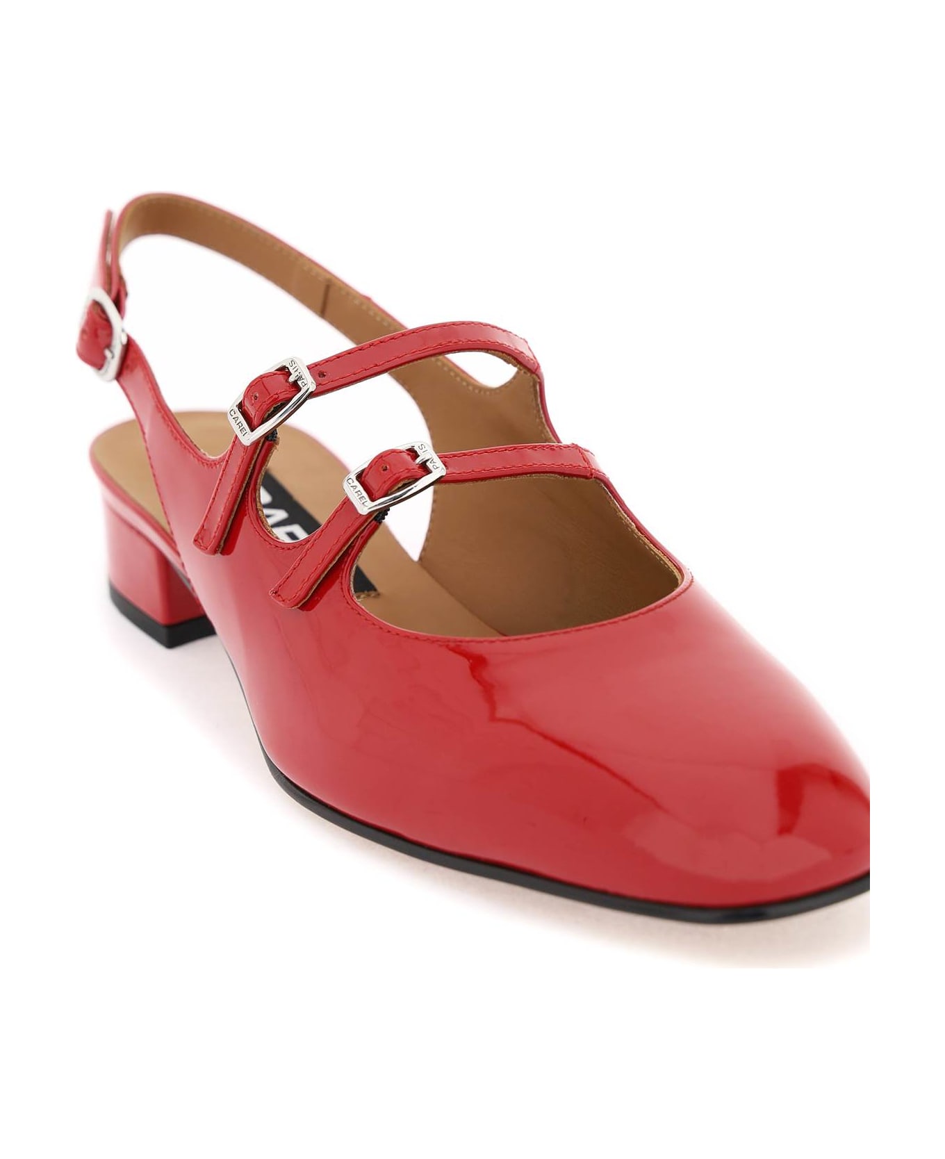 Carel Patent Leather Pêche Slingback Mary Jane - ROUGE (Red) ハイヒール