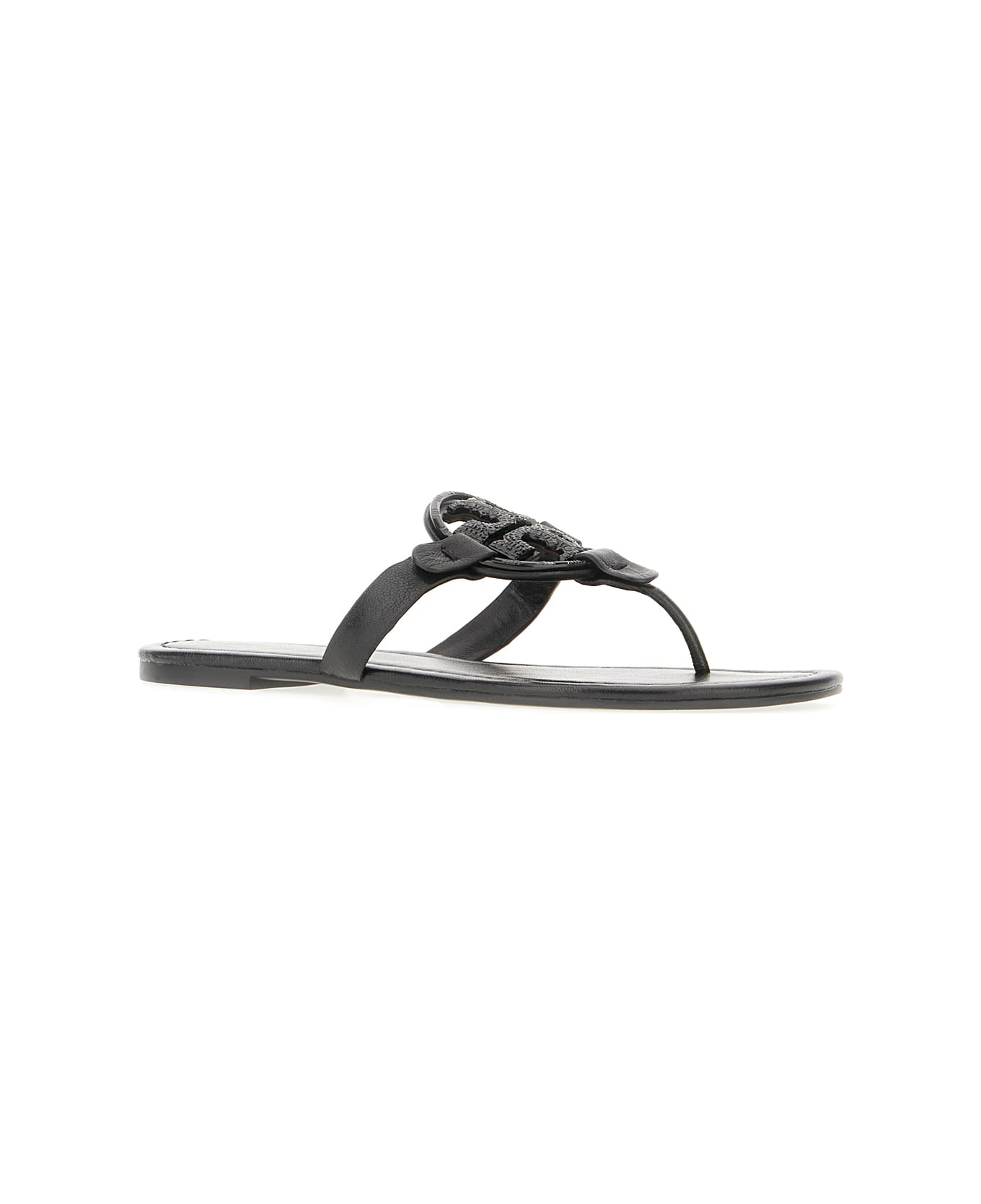 Tory Burch Black Leather Miller Sandals - PERFECT BLACK