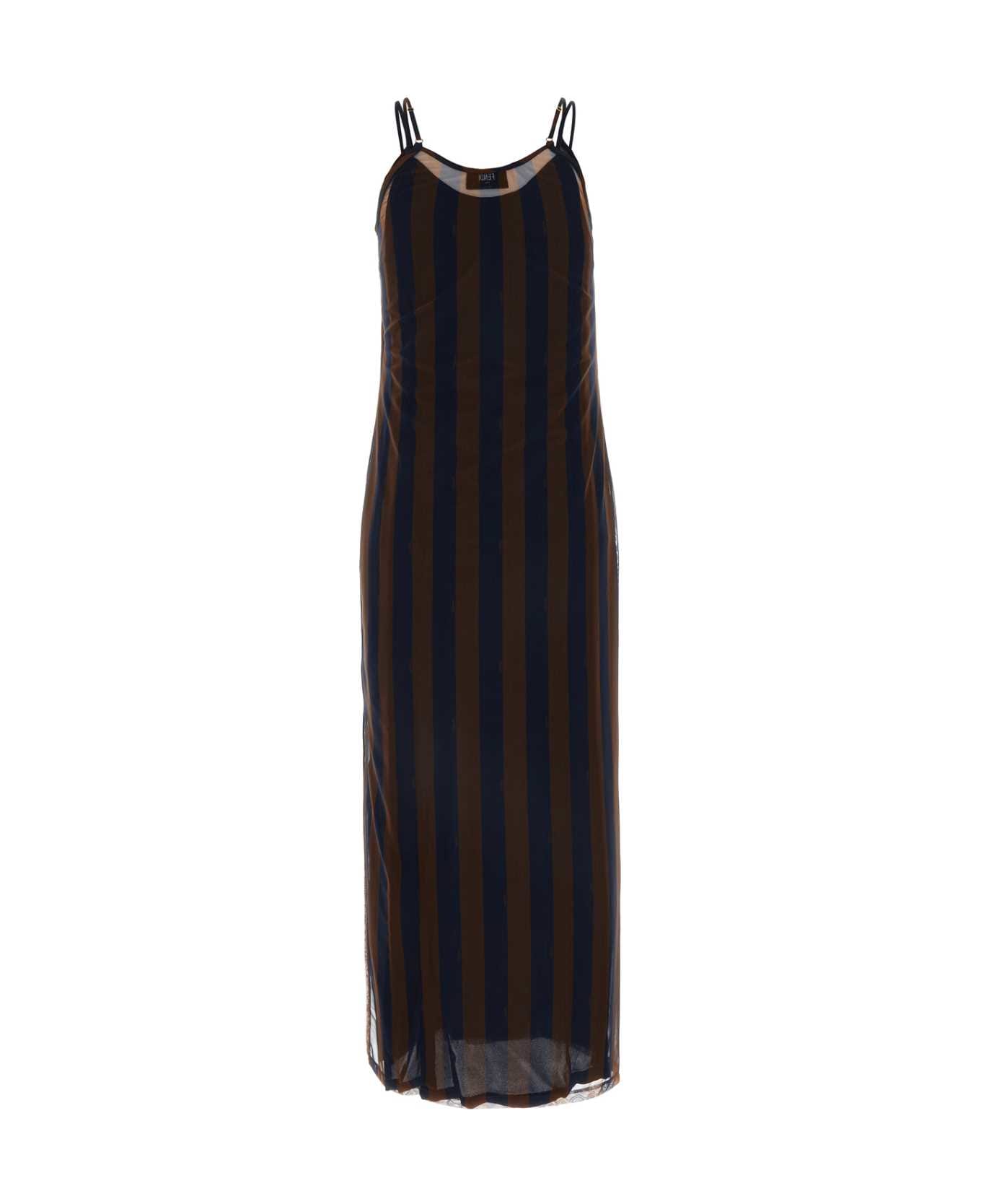 Fendi Printed Stretch Tulle Dress - COCOANAVY