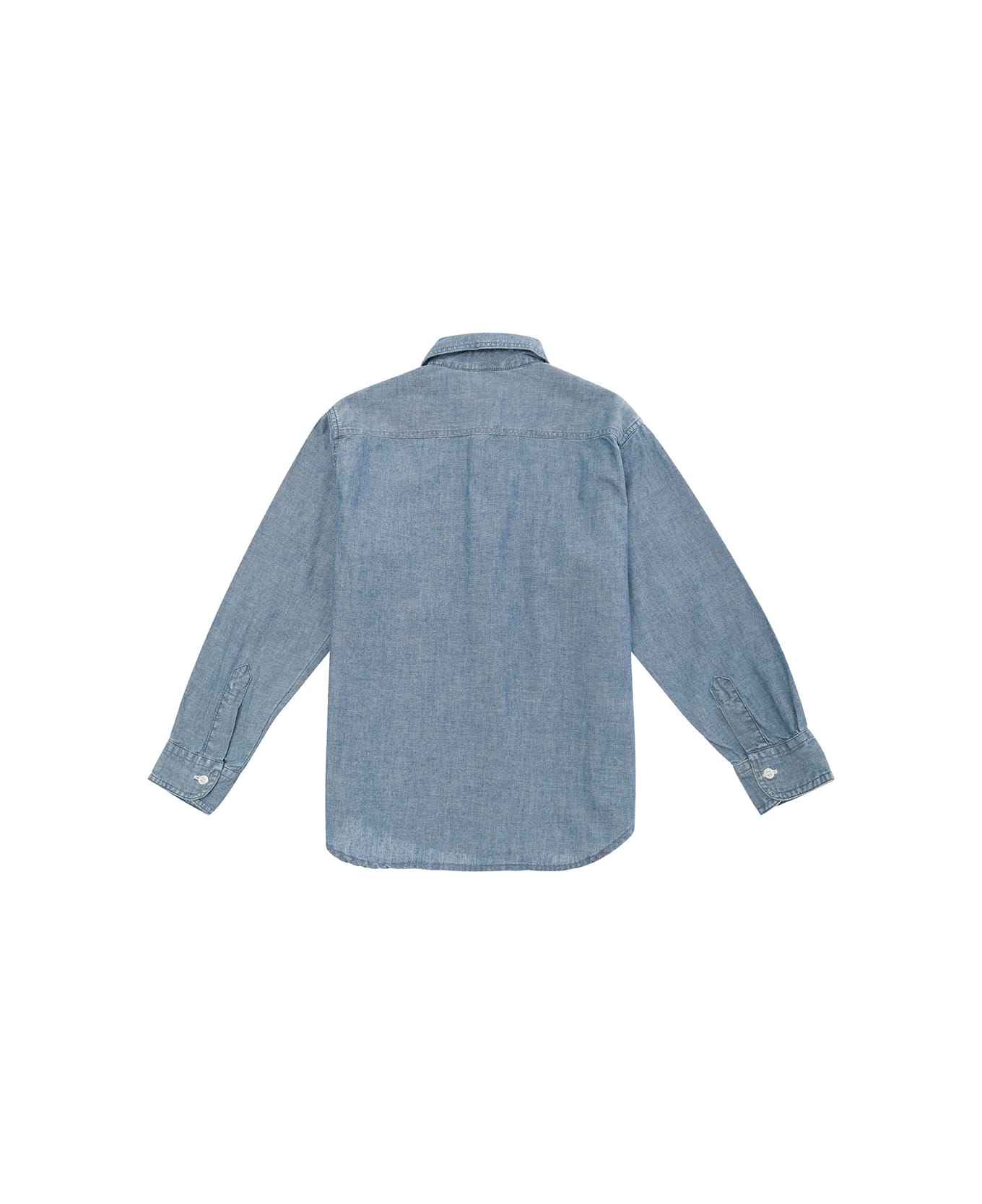 Aspesi Light Blue Long-sleeve Shirt With Logo Label In Cotton Boy - Blu シャツ