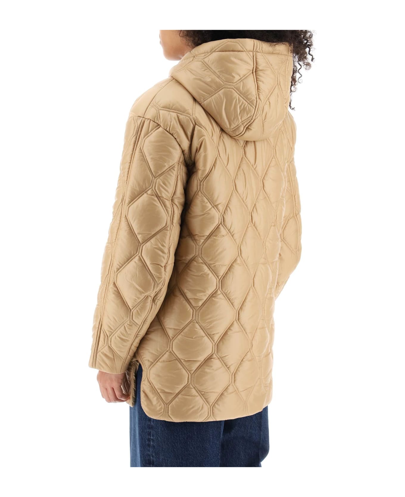 Ganni Hooded Quilted Jacket - TANIN (Beige)