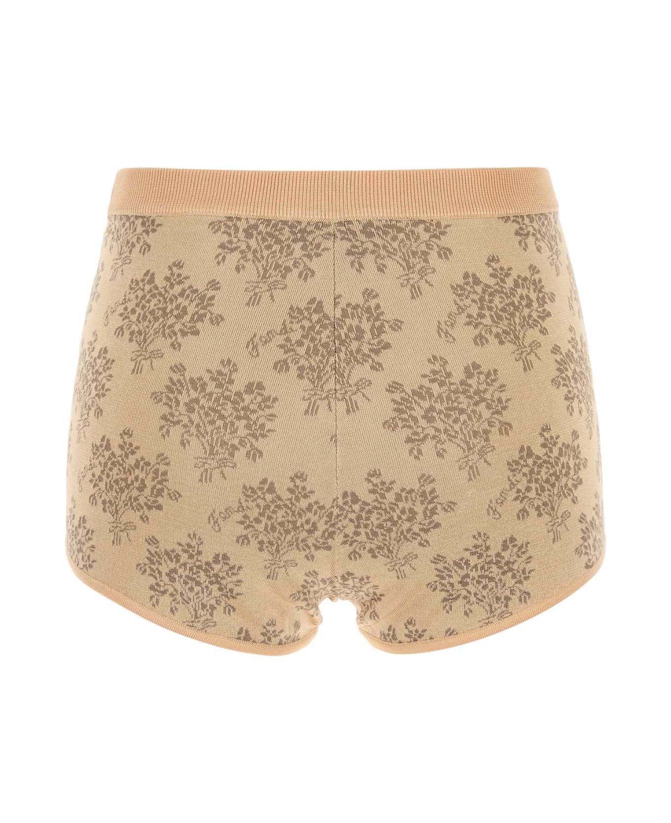 Fendi Embroidered Viscose Shorts - PEACH