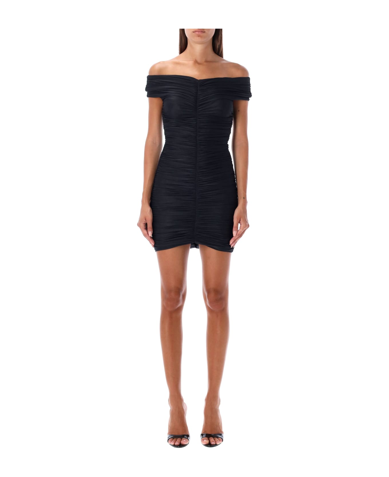 The Andamane Nicole Ruched Mini Dress - BLACK