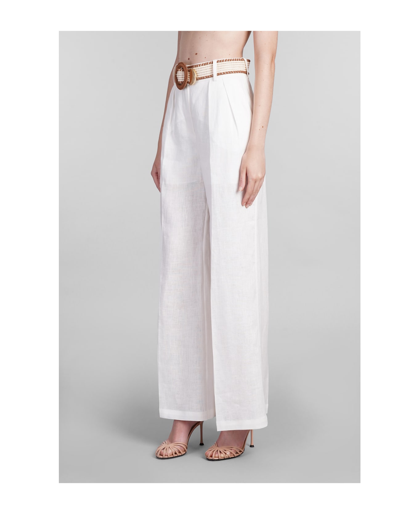 Zimmermann Pants In White Linen - white