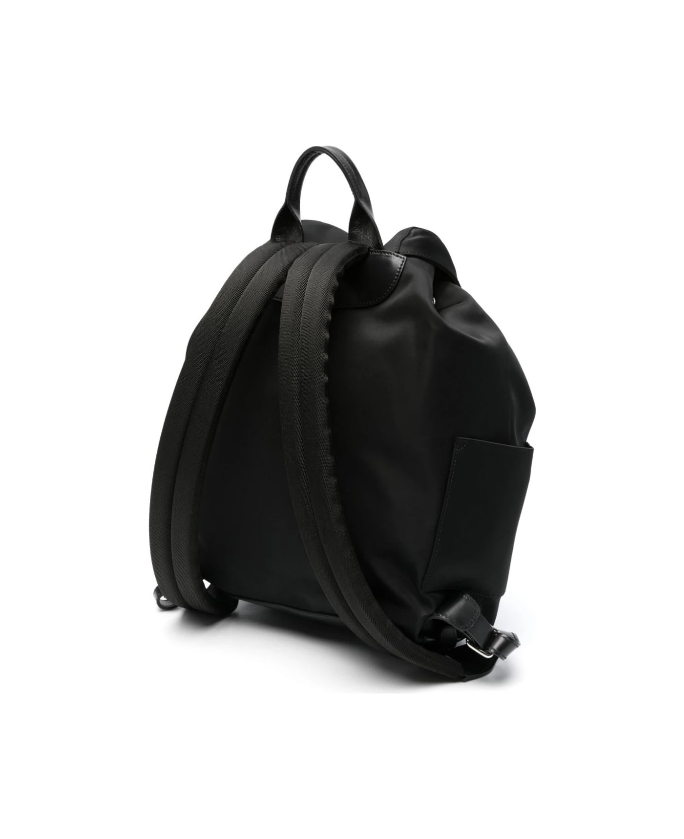 Kiton Black Canvas Backpack With Logo - Black バックパック