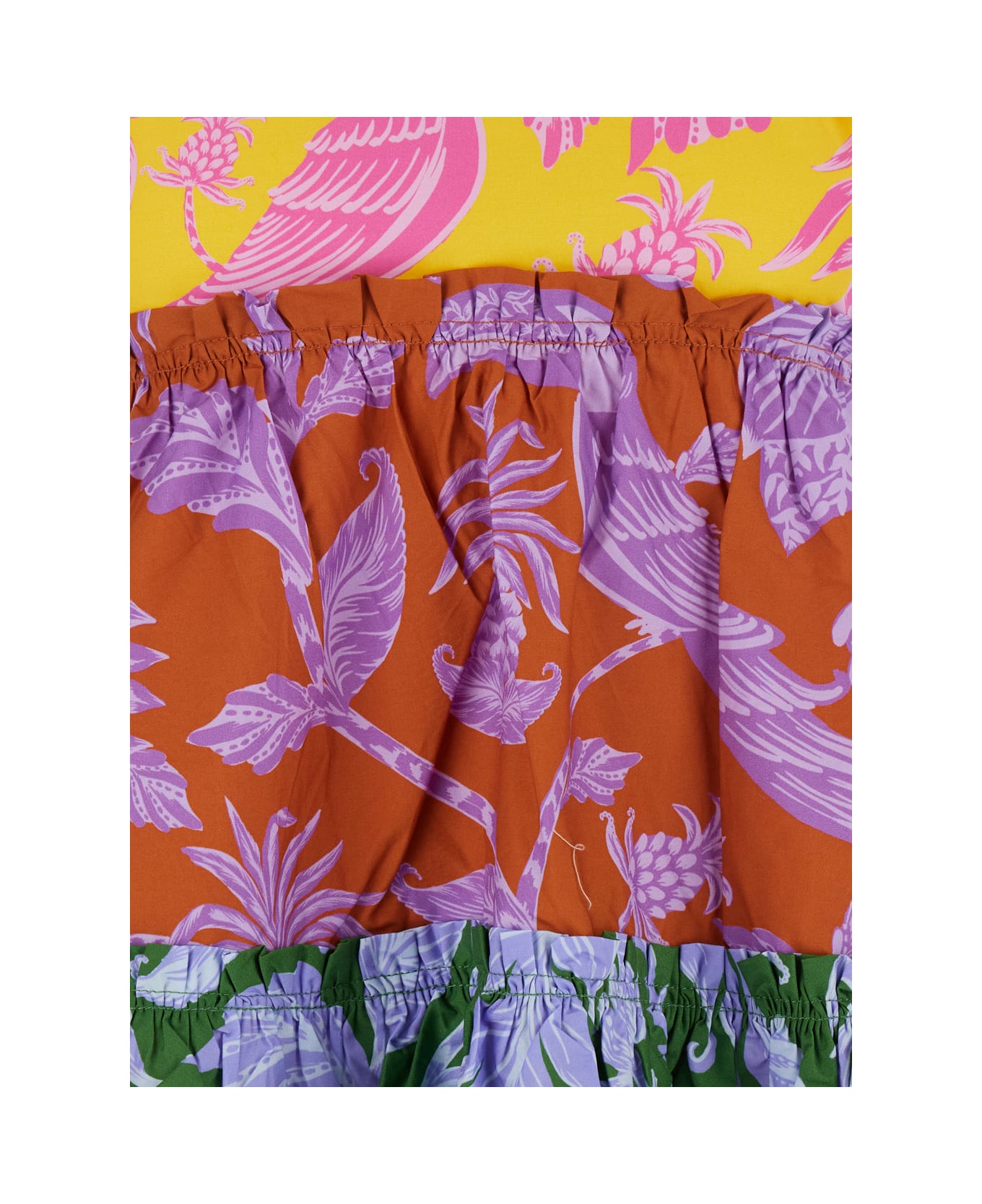Farm Rio Multicolor Dress With All-over Floral Motif And Ruffled Skirt In Cotton Woman - Multicolor