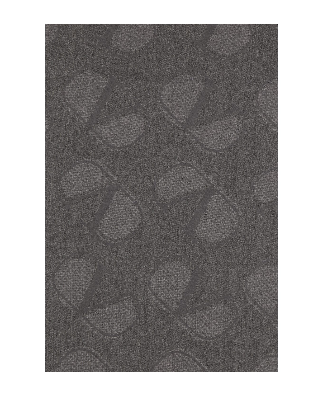Valentino Garavani Dark Grey Wool Blend Scarf - GRIGIO ARGENTO