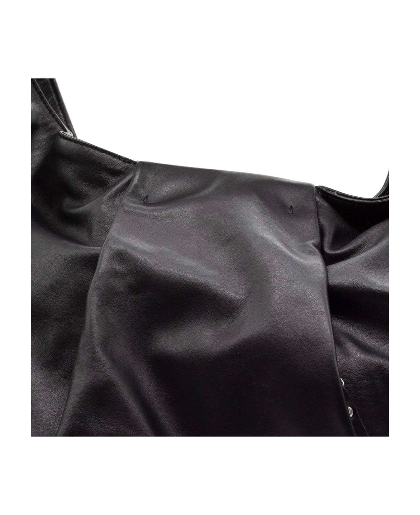 Vic Matié Black Leather Shoulder Bag - BLACK