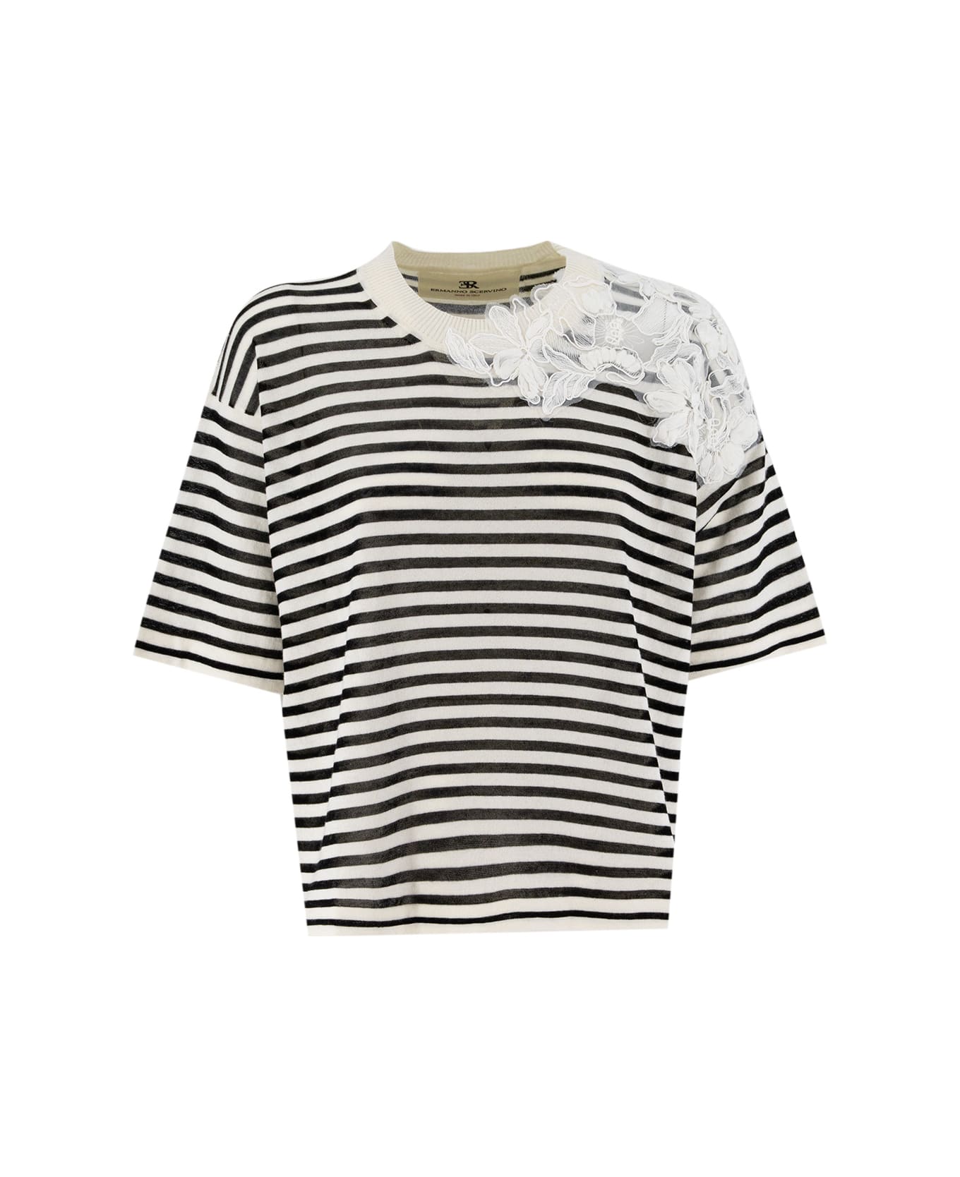 Ermanno Scervino Maglieria - BASE BIANCA RIGA NERA
