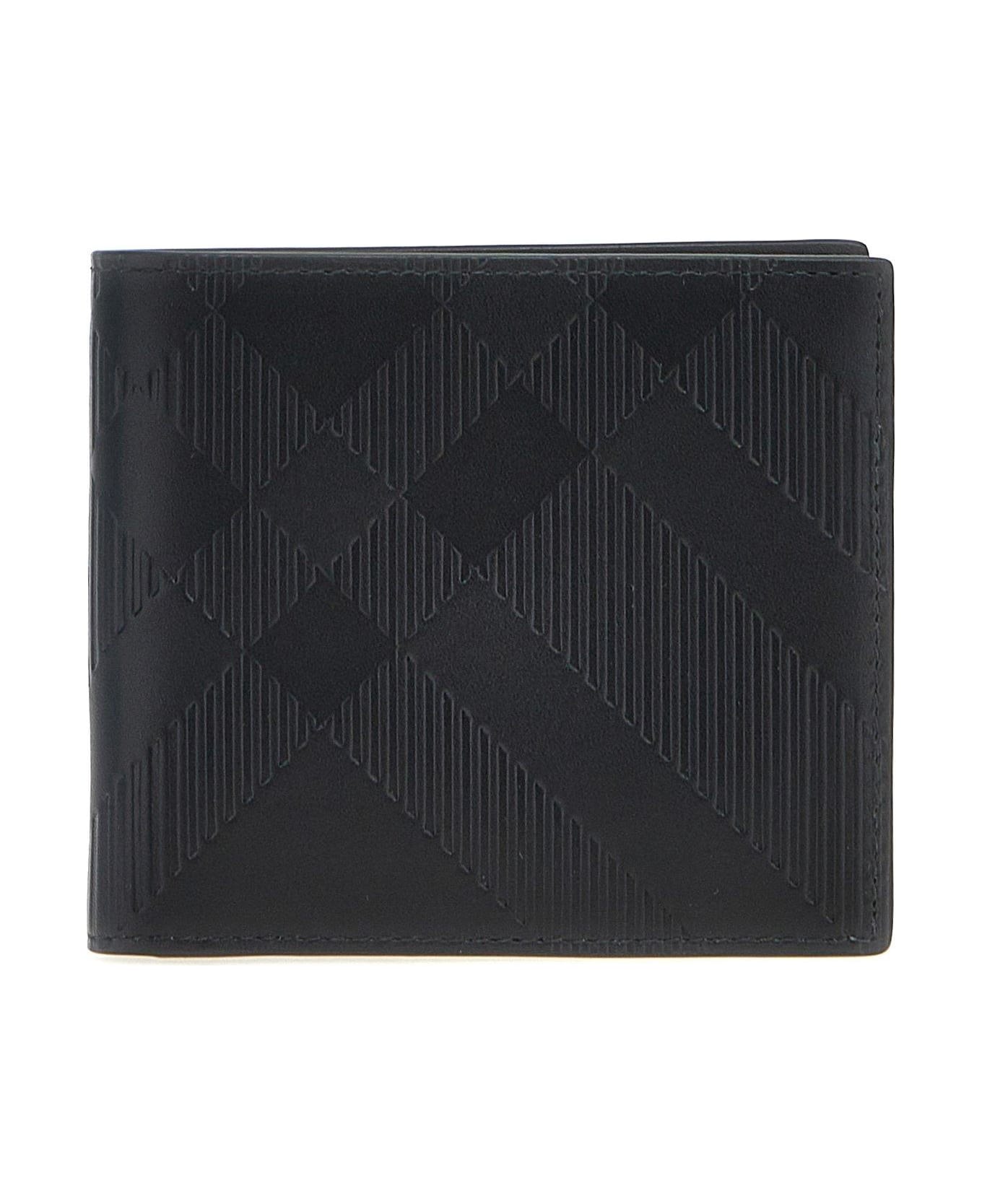 Burberry Check Embossed Bi-fold Wallet - Black