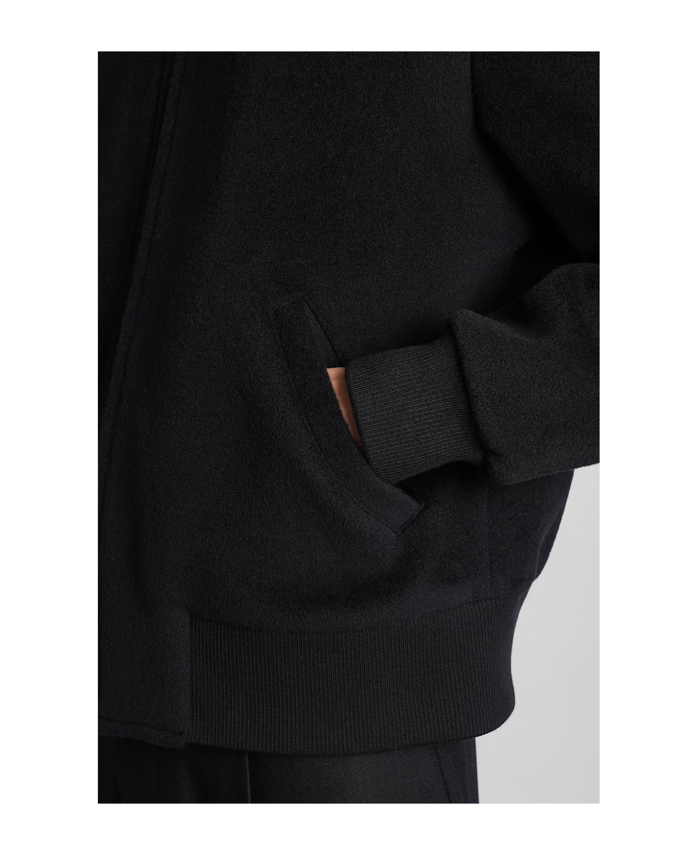 Lardini Bomber Jacket In Black Wool - black