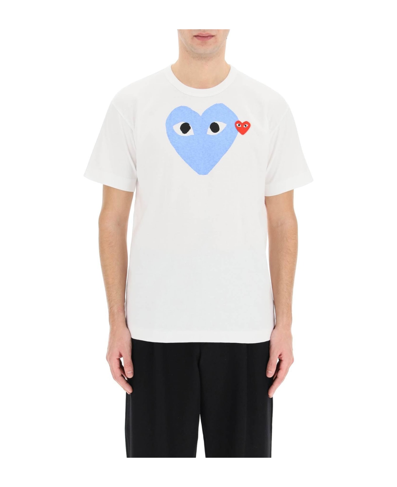 Comme des Garçons Play Heart Print Crewneck T-shirt - Blue