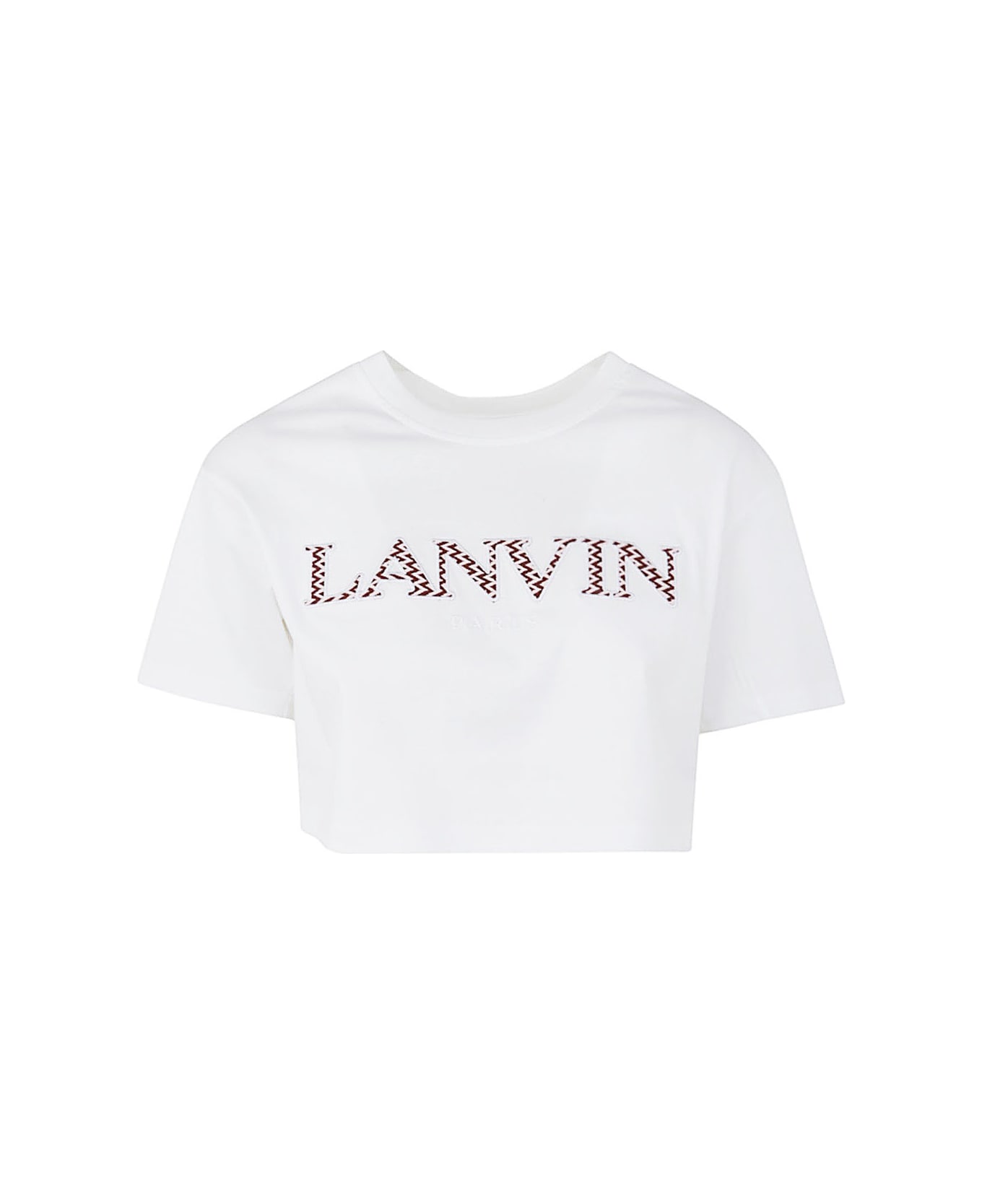 Lanvin Curb Embroidered Cropped T-shirt - Optic White Tシャツ