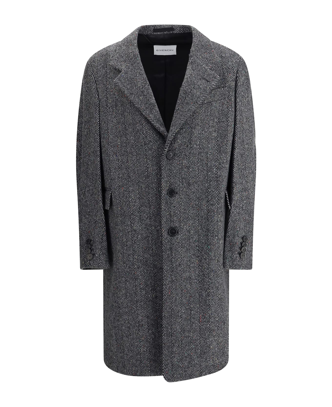 Givenchy Herringbone Coat - Black