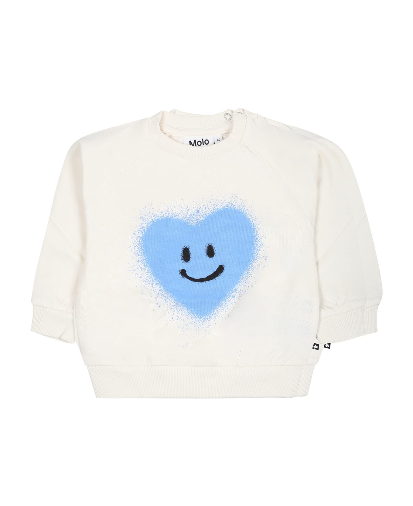 Molo White Sweatshirt For Baby Kids With Heart. - White