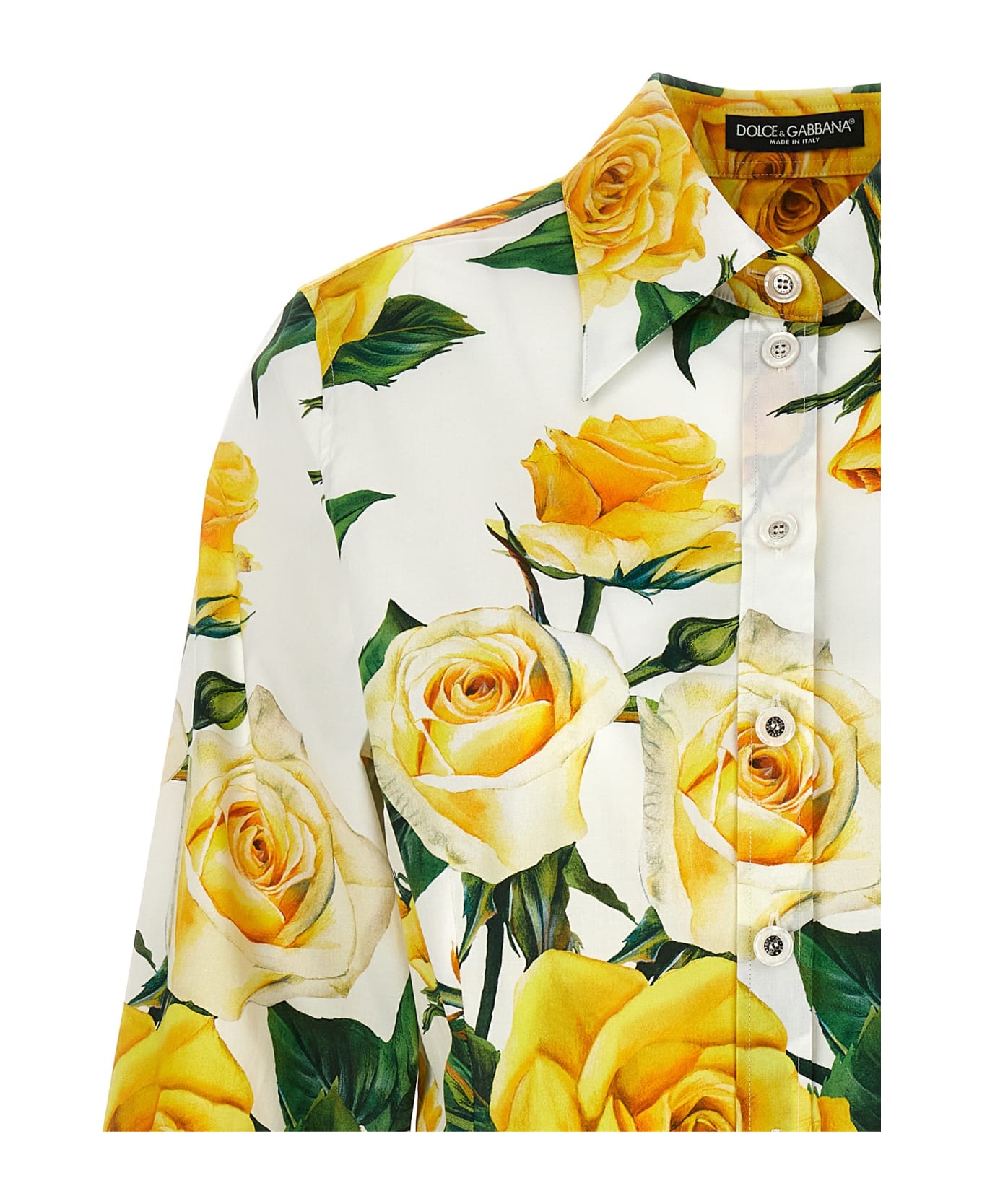 Dolce & Gabbana Rose Gialle Shirt - Vo Rose Gialle Bianco